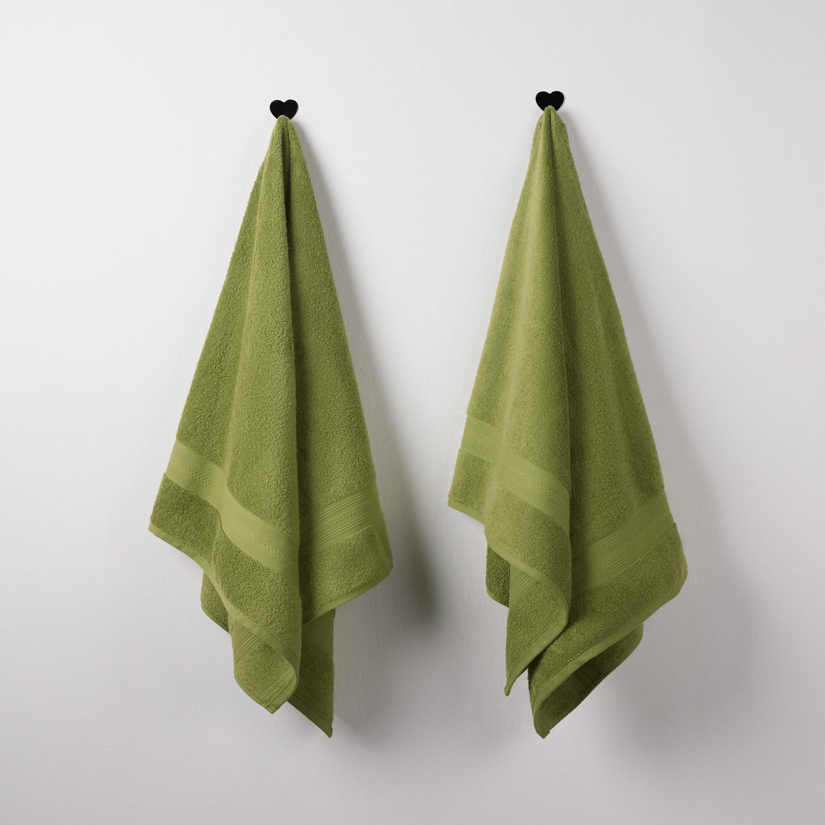 Cotton Basic | Bath Towel(Pack of2) | 500 GSM | Olive Green