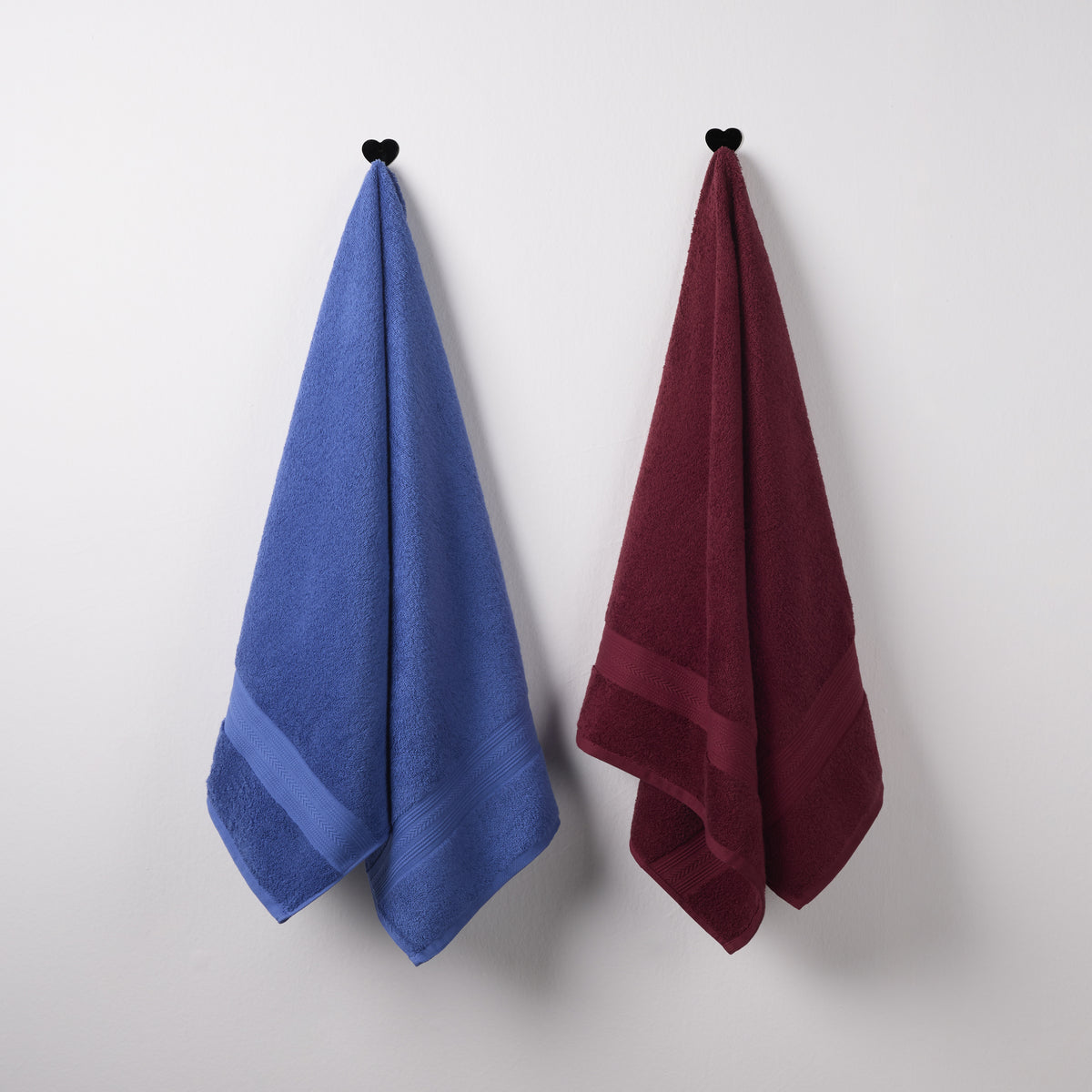 Cotton Basic | Bath Towel(Pack of2) | 500 GSM | Red & Blue