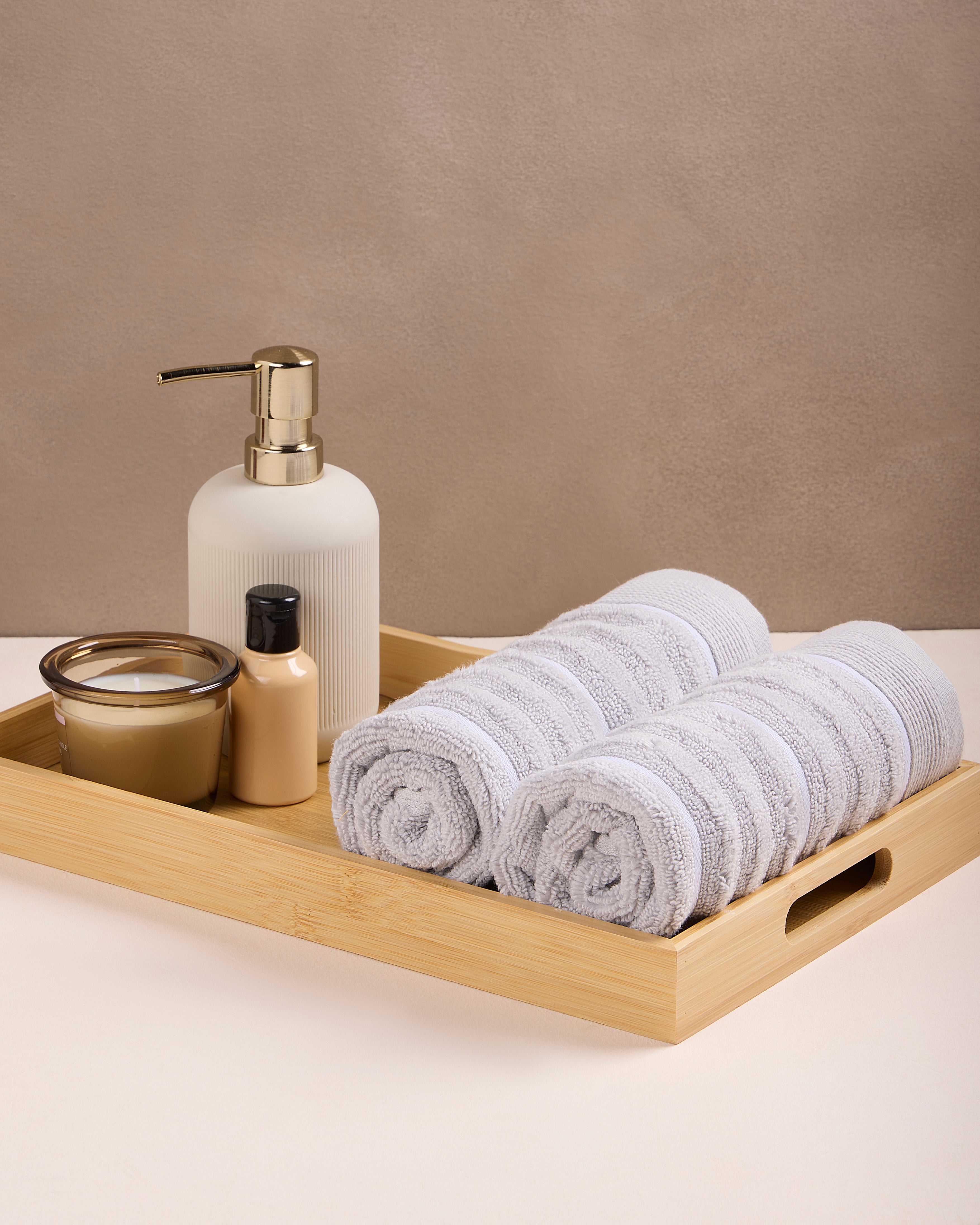 Elite Collection, Plush Quickdry | Hand Towel | 550 GSM Pack of 2 - Light Grey by Himeya