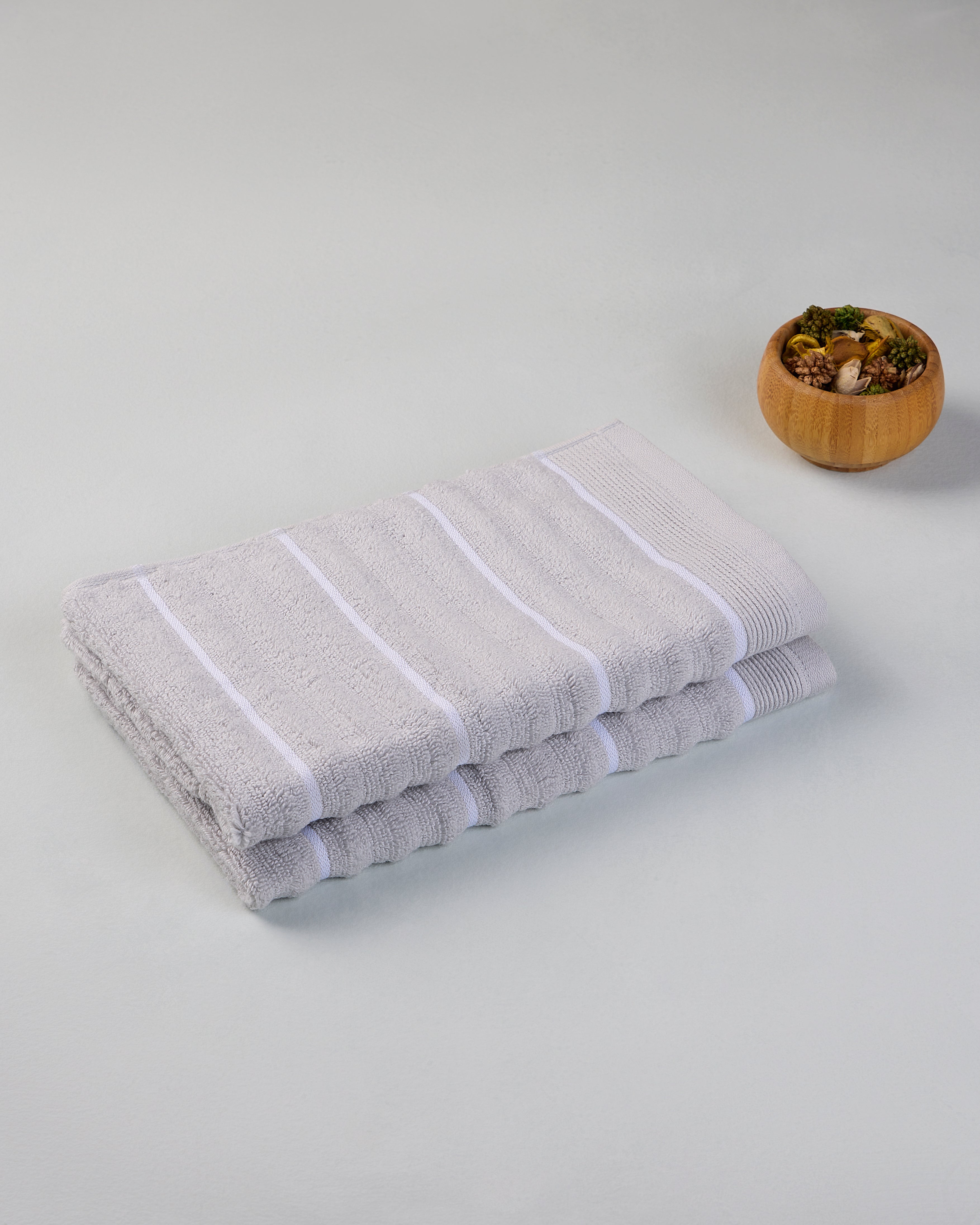 Elite Collection, Plush Quickdry | Hand Towel | 550 GSM Pack of 2 - Light Grey by Himeya