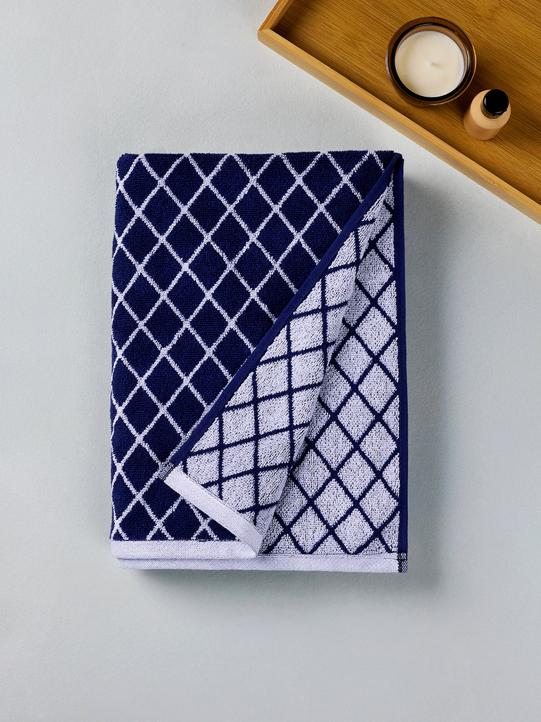 Himeya Fashion Lattice 500 GSM Bath Towel - Navy Blue
