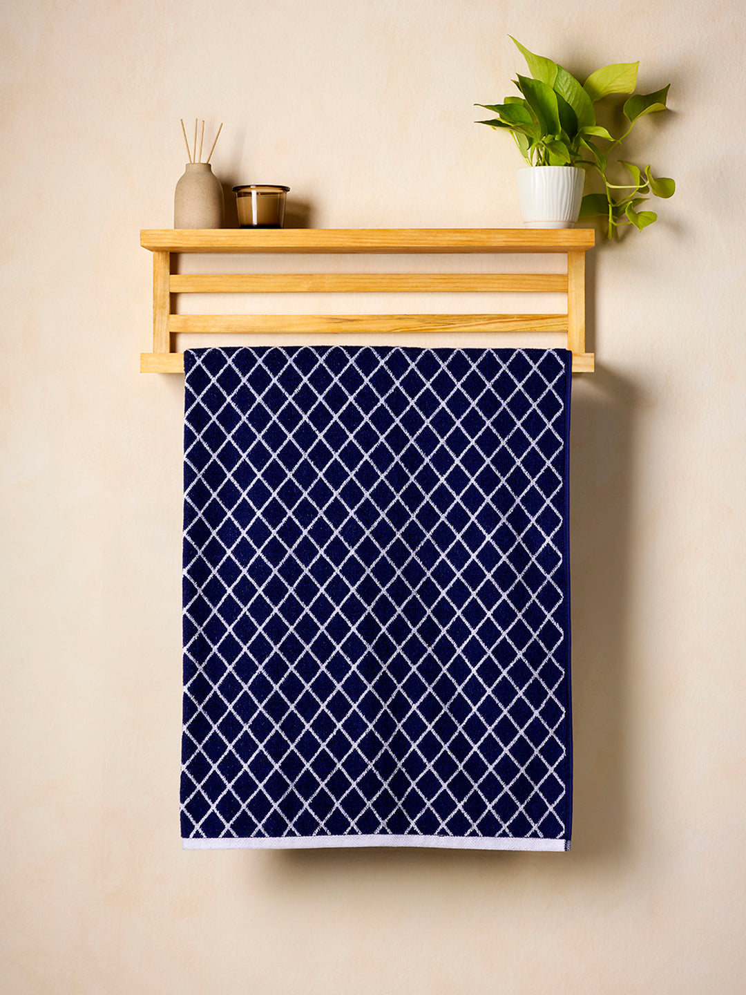 Himeya Fashion Lattice 500 GSM Bath Towel - Navy Blue