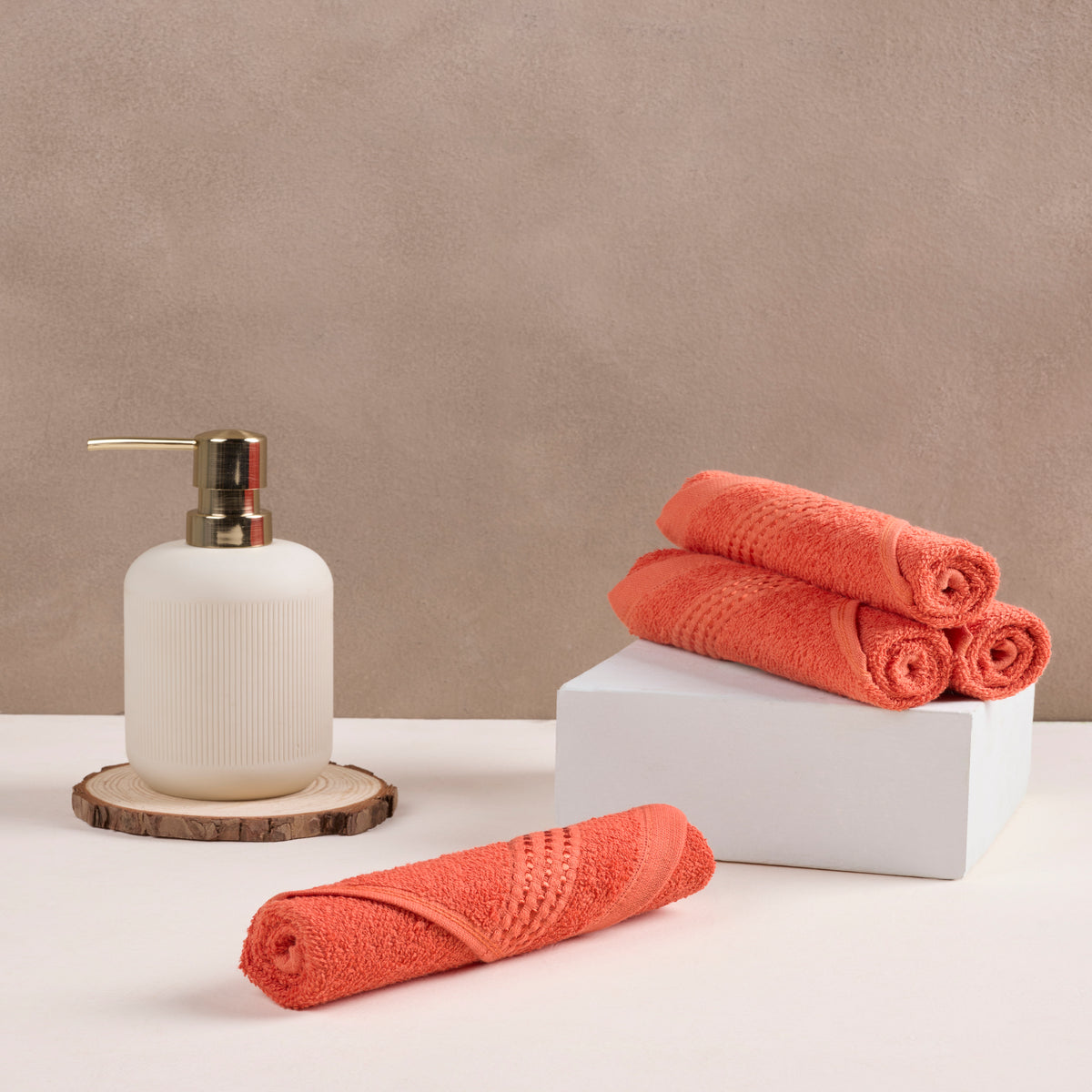 Comfort Collection | FaceTowel( Pack of 4)  320 GSM| Sunset Orange