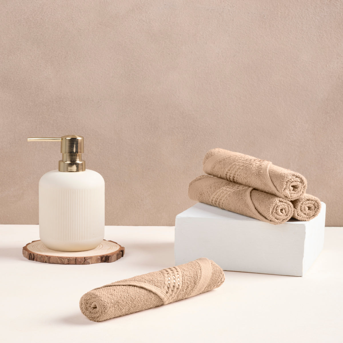 Comfort Collection | FaceTowel( Pack of 4)  320 GSM| Mocha Beige