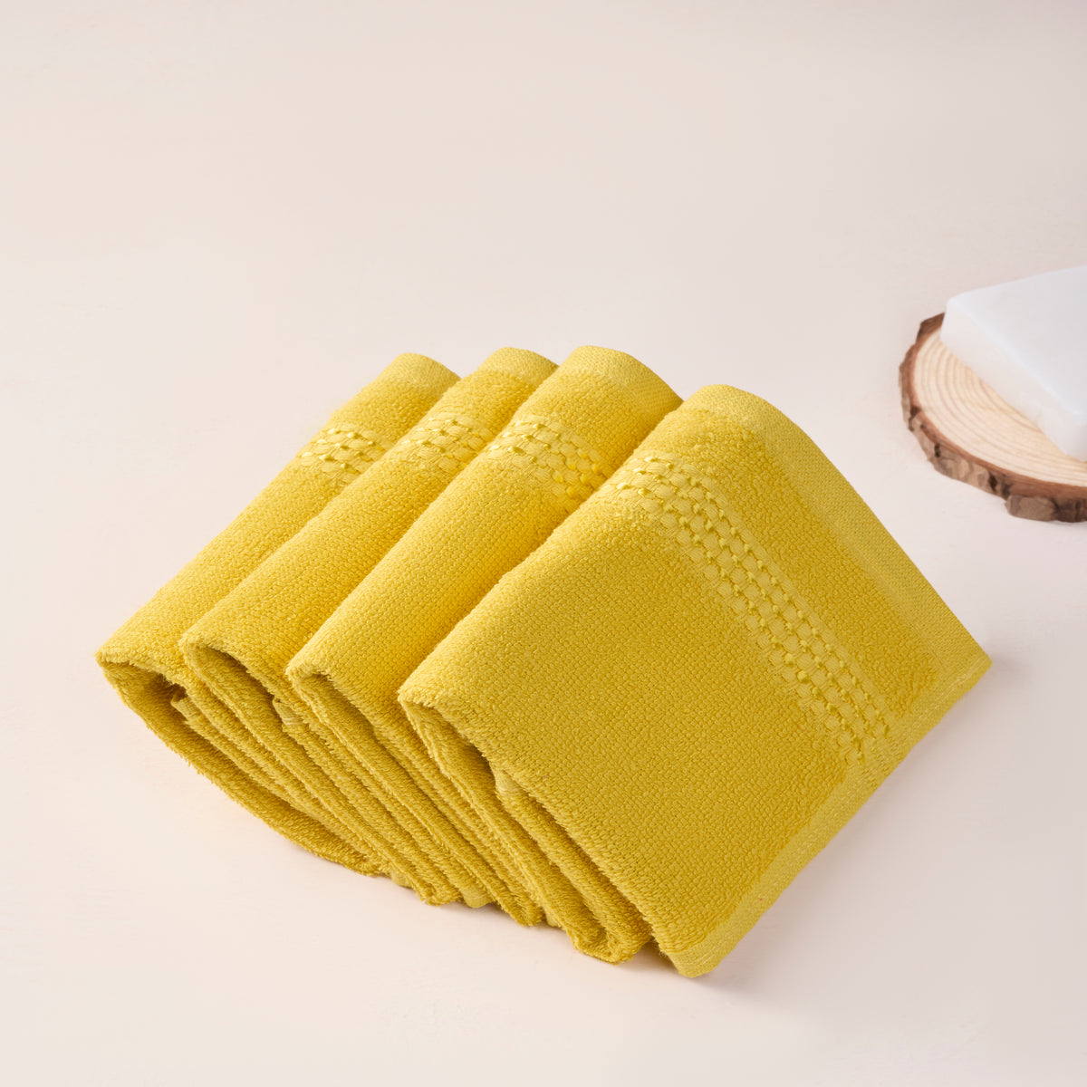Comfort Collection | FaceTowel( Pack of 4)  320 GSM| Amber Yellow