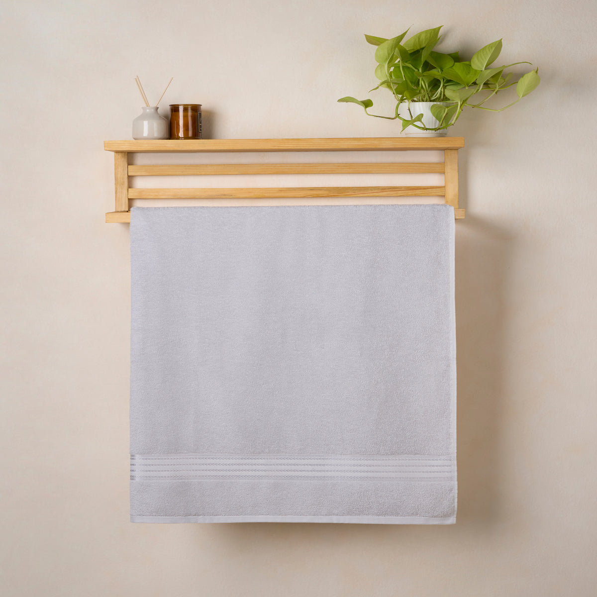 Classic Cotton|Bath Towel (Pack of 2) |380 GSM | Grey