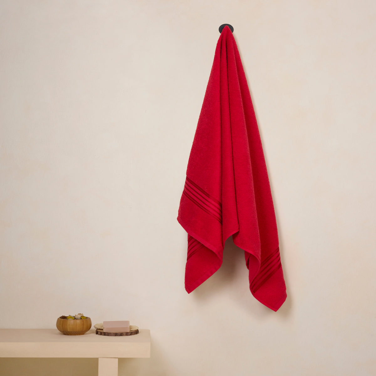 Classic Cotton|Bath Towel (Pack of 2) |380 GSM | Red