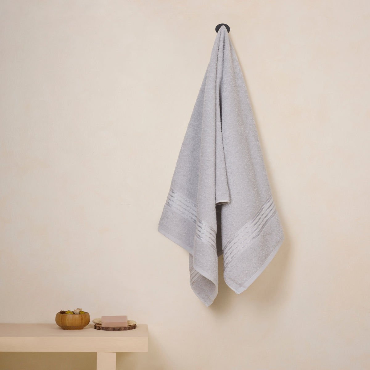 Classic Cotton|Bath Towel (Pack of 2) |380 GSM | Grey