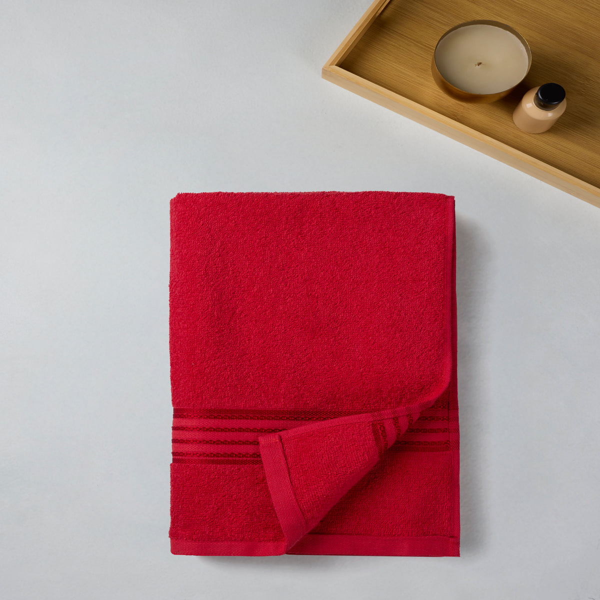 Classic Cotton|Bath Towel (Pack of 2) |380 GSM | Red