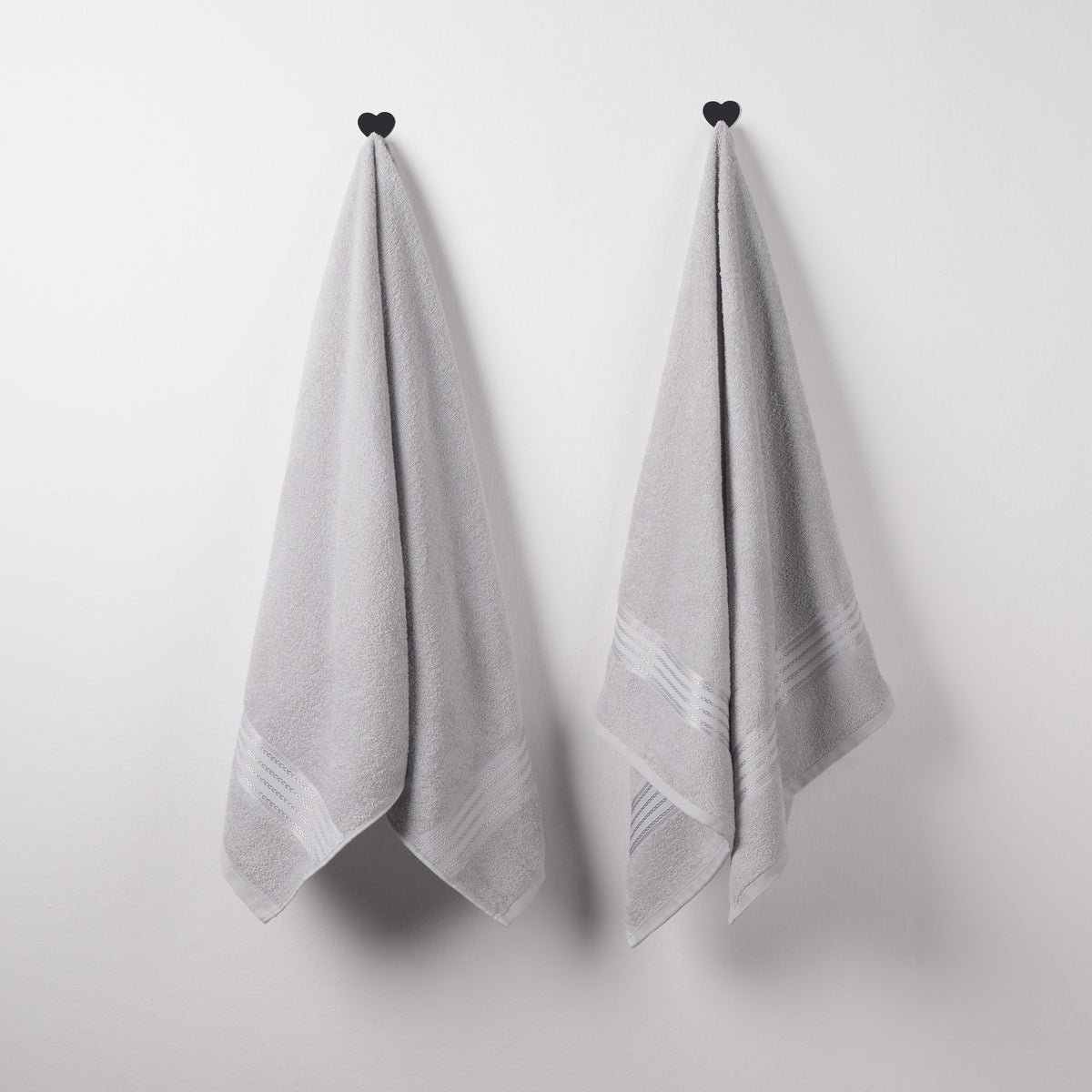 Classic Cotton|Bath Towel (Pack of 2) |380 GSM | Grey