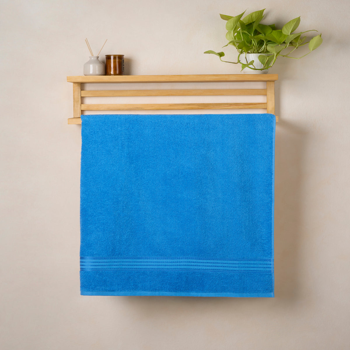 Classic Cotton|Bath Towel (Pack of 2) |380 GSM | Blue