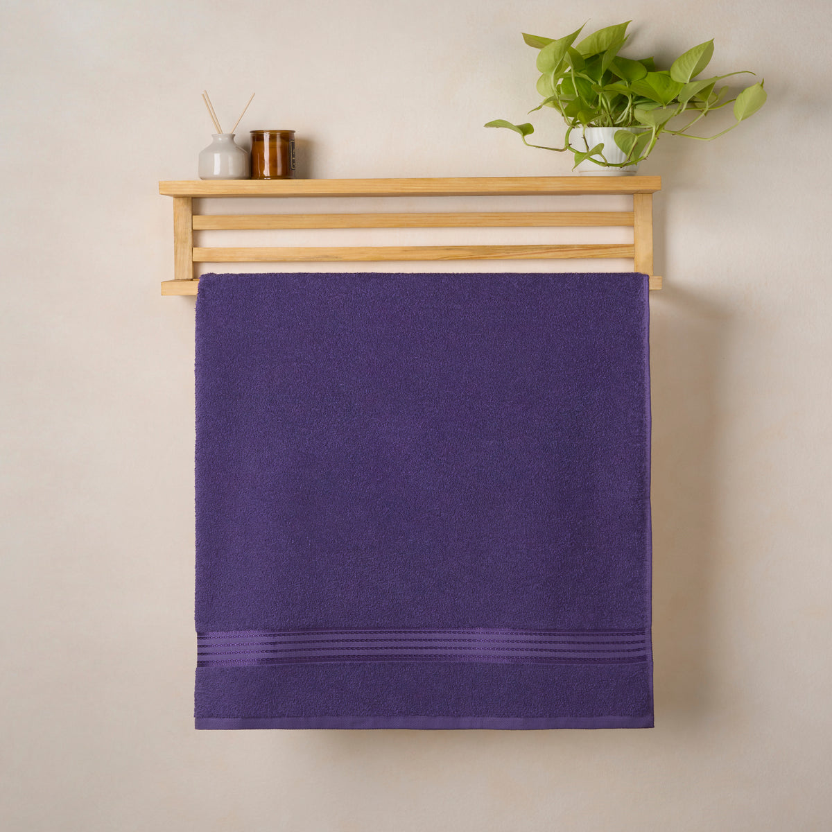 Classic Cotton|Bath Towel (Pack of 2) |380 GSM | Purple