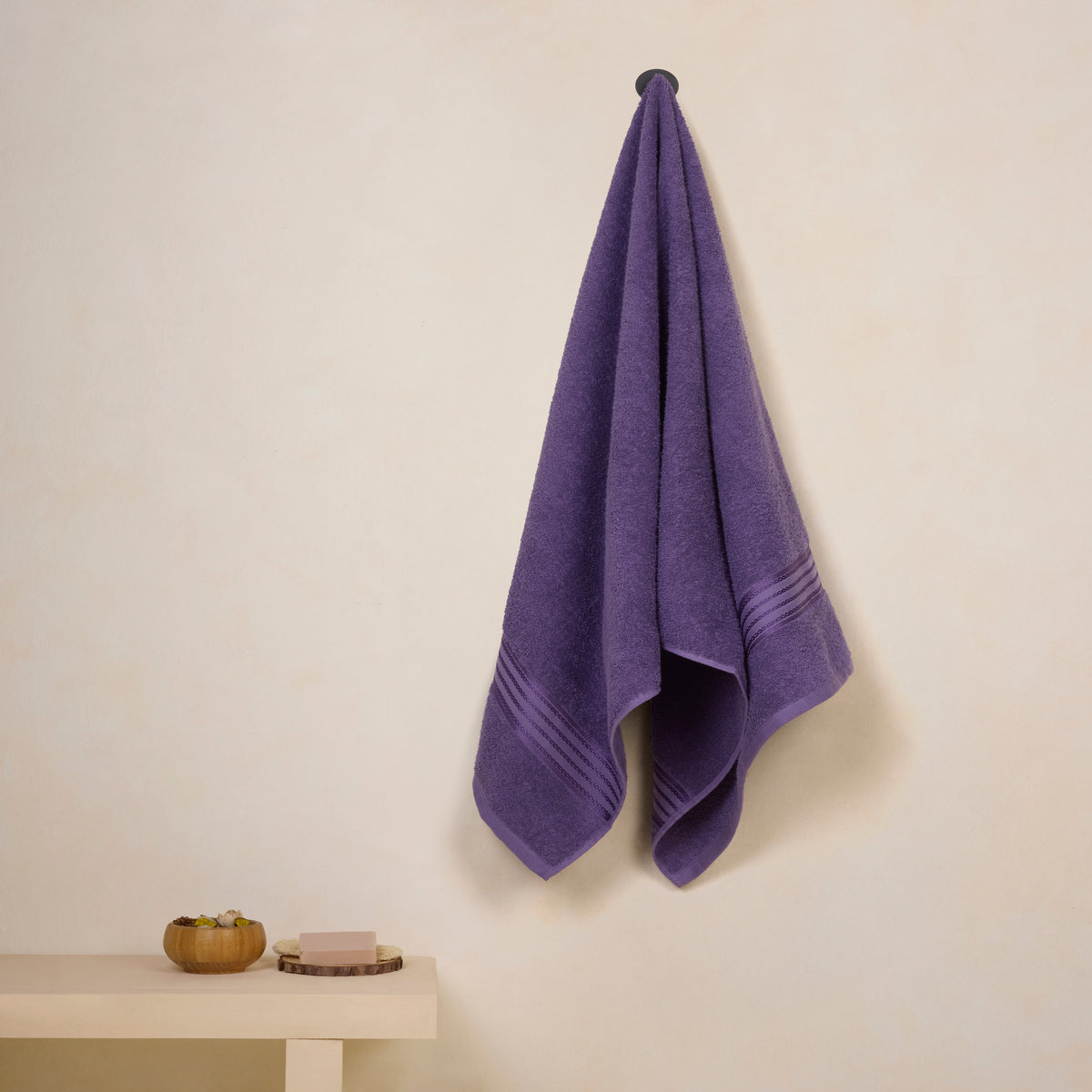 Classic Cotton|Bath Towel (Pack of 2) |380 GSM | Purple