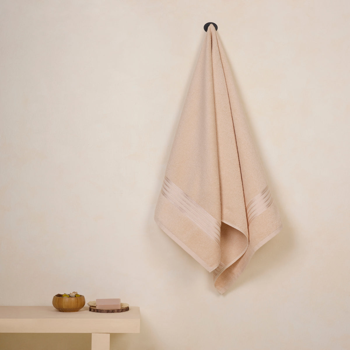 Classic Cotton|Bath Towel (Pack of 2) |380 GSM | Desert Sand