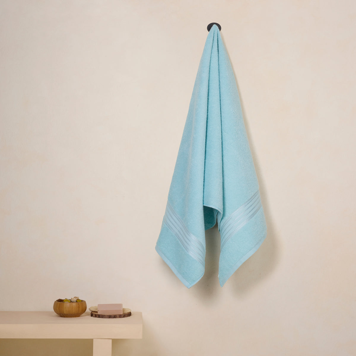 Classic Cotton|Bath Towel (Pack of 3) |380 GSM | Aqua Blue