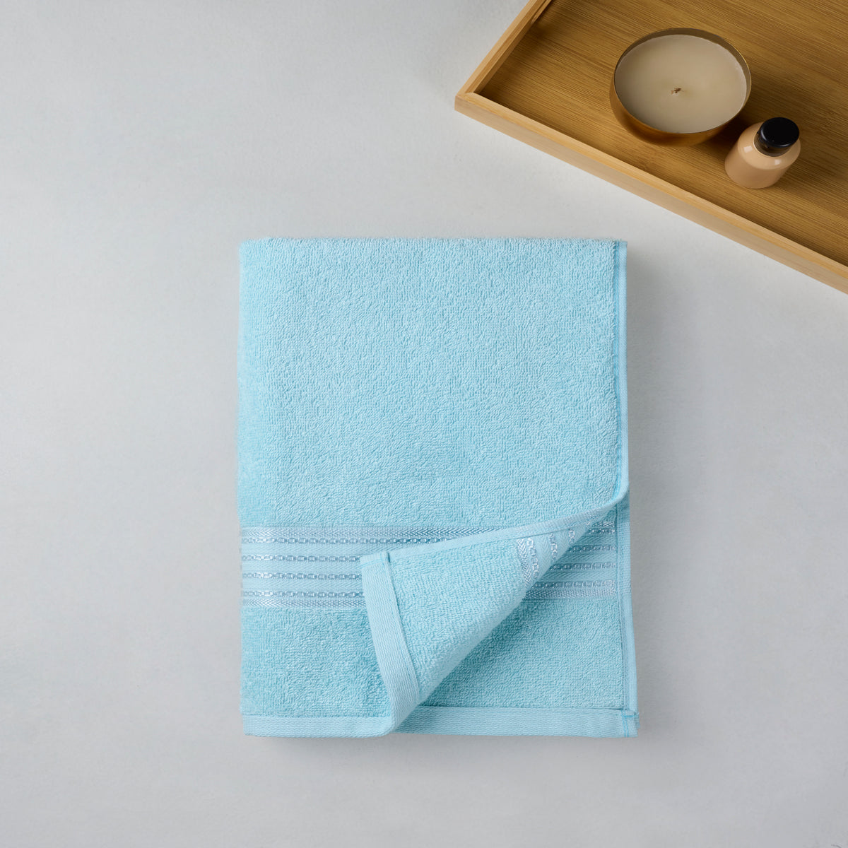 Classic Cotton|Bath Towel (Pack of 2) |380 GSM | Aqua Blue
