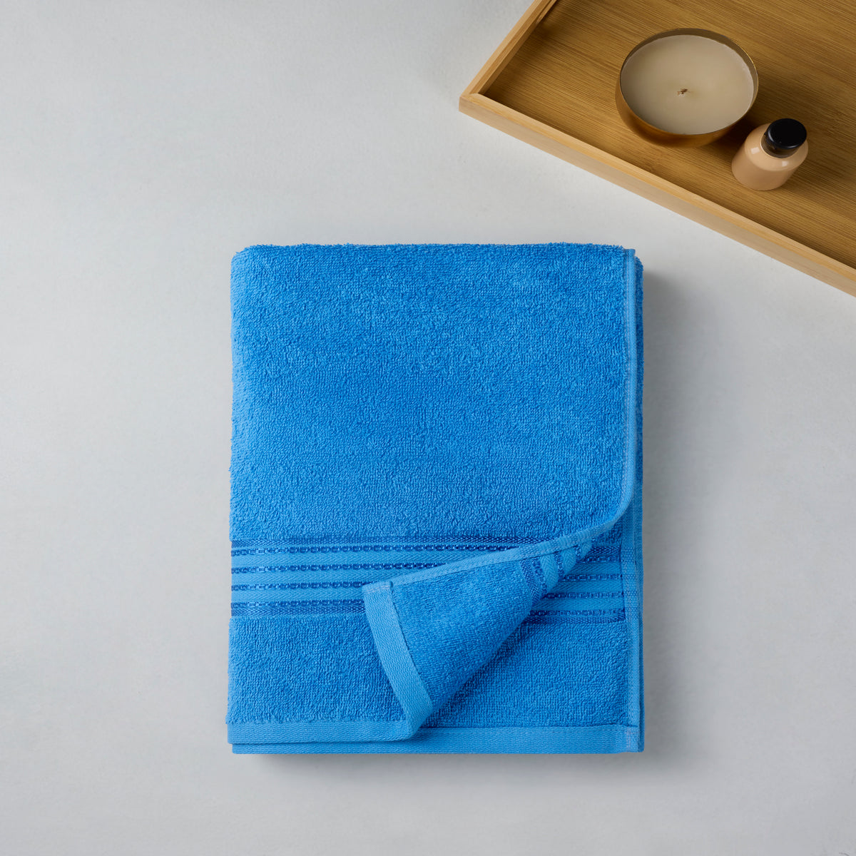 Classic Cotton|Bath Towel (Pack of 2) |380 GSM | Blue