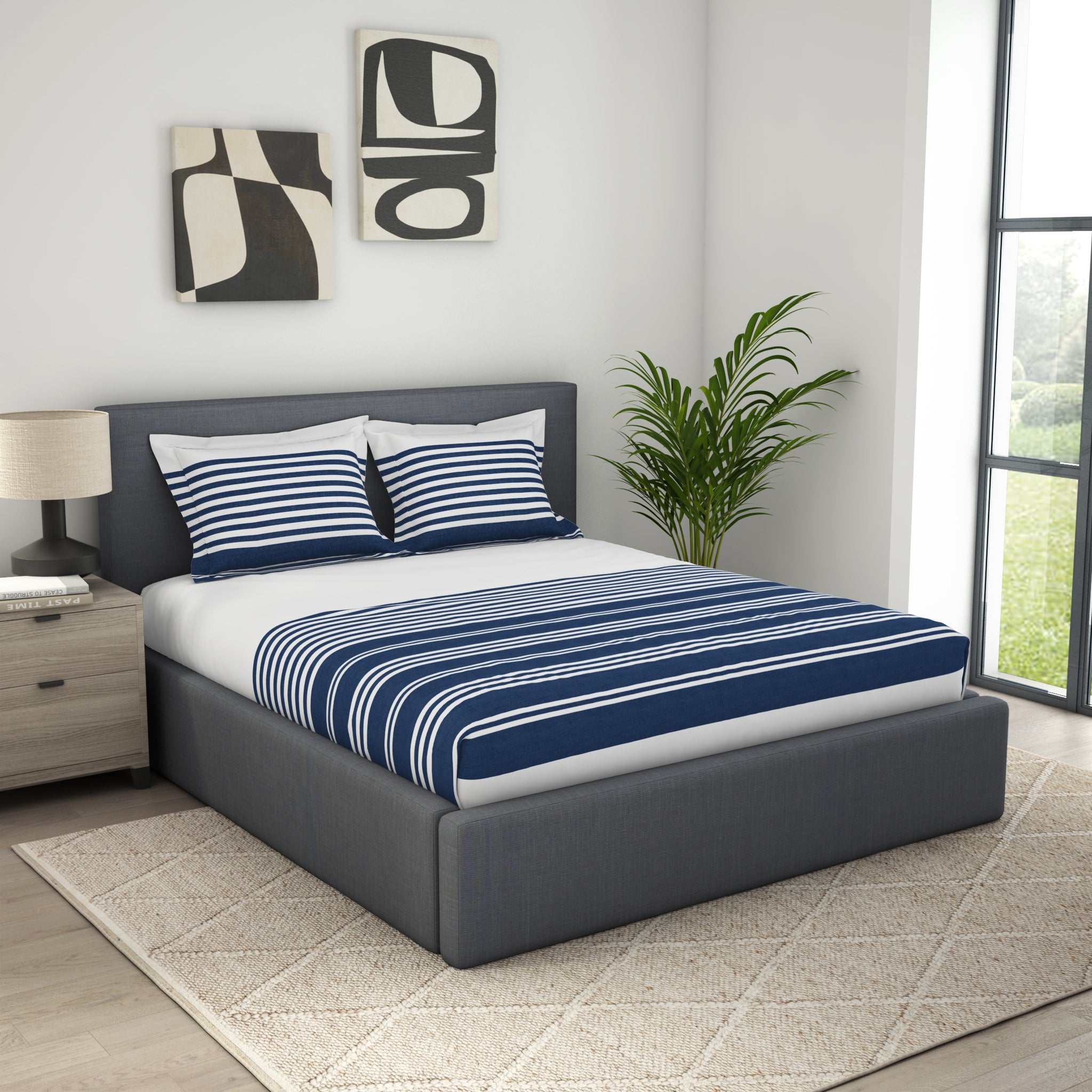 Exclusive Collection, Denim Corner | Printed Double Bedsheet Set | 144 TC Cotton - Marine Stride by Himeya