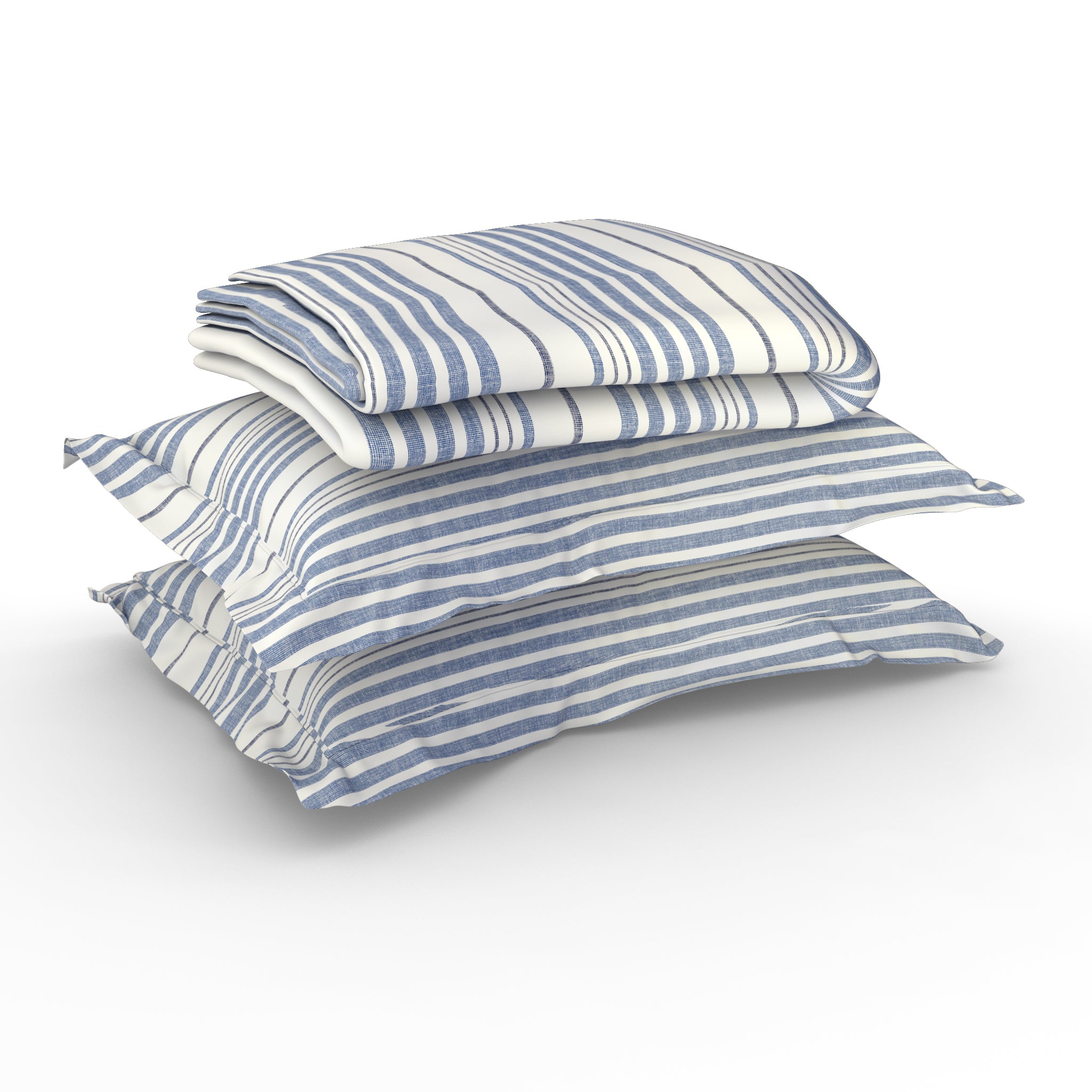 Exclusive Collection, Denim Corner | Printed Double Bedsheet Set | 144 TC Cotton - Nautical stripe by Himeya