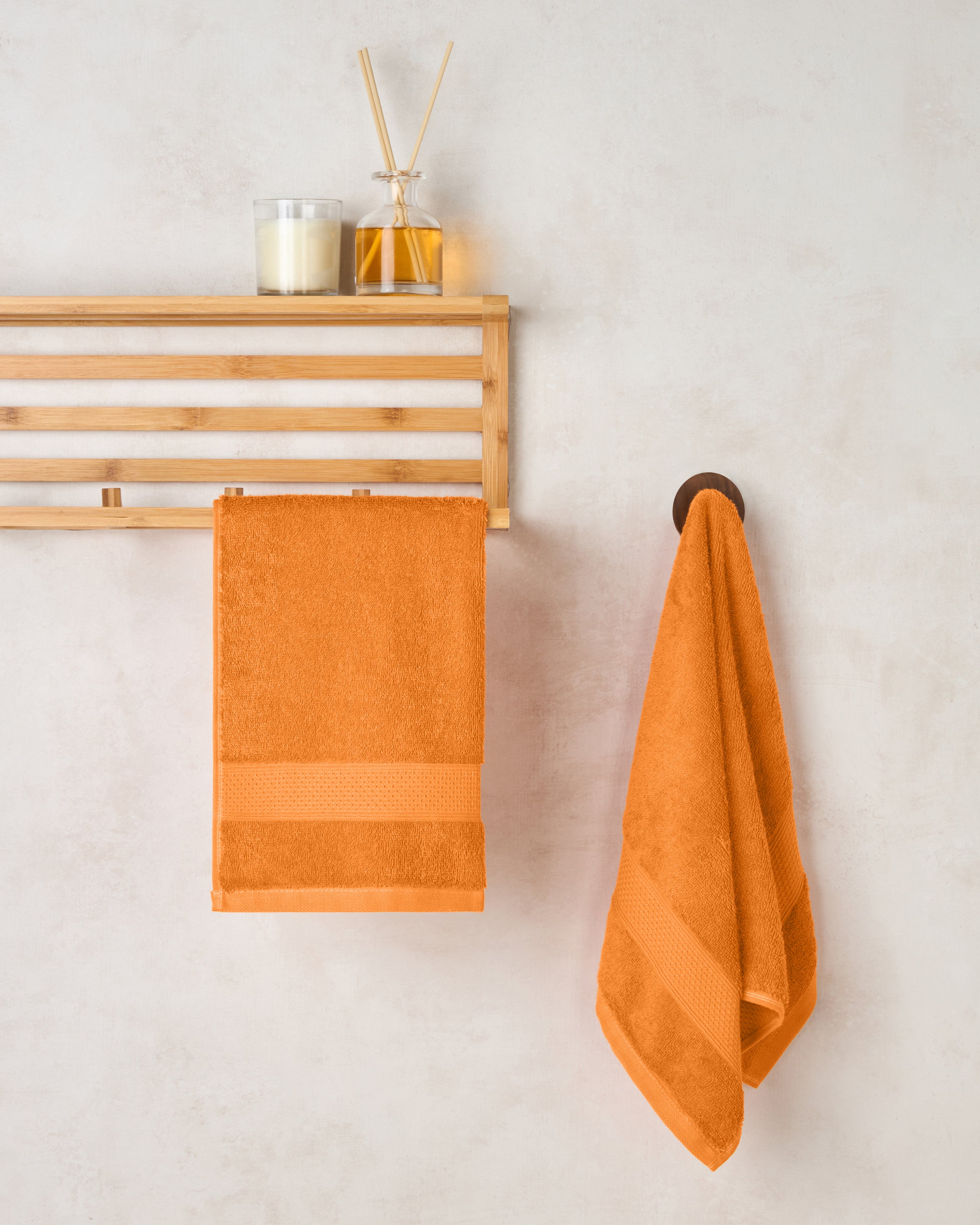 The Elite Collection | Hand Towel | 450 GSM Pack of 2 | Tangy Orange