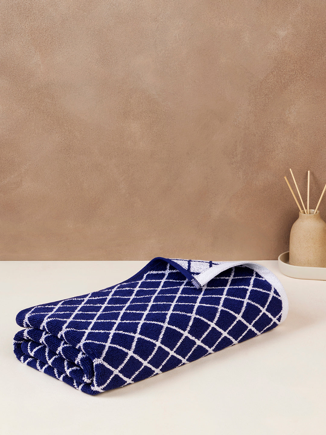 Himeya Fashion Lattice 500 GSM Bath Towel - Navy Blue
