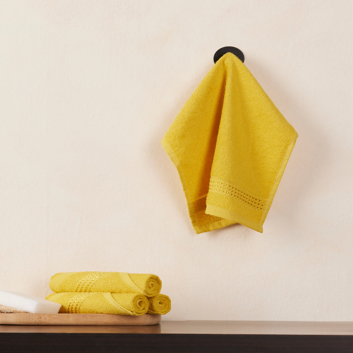 Comfort Collection | FaceTowel( Pack of 4)  320 GSM| Amber Yellow