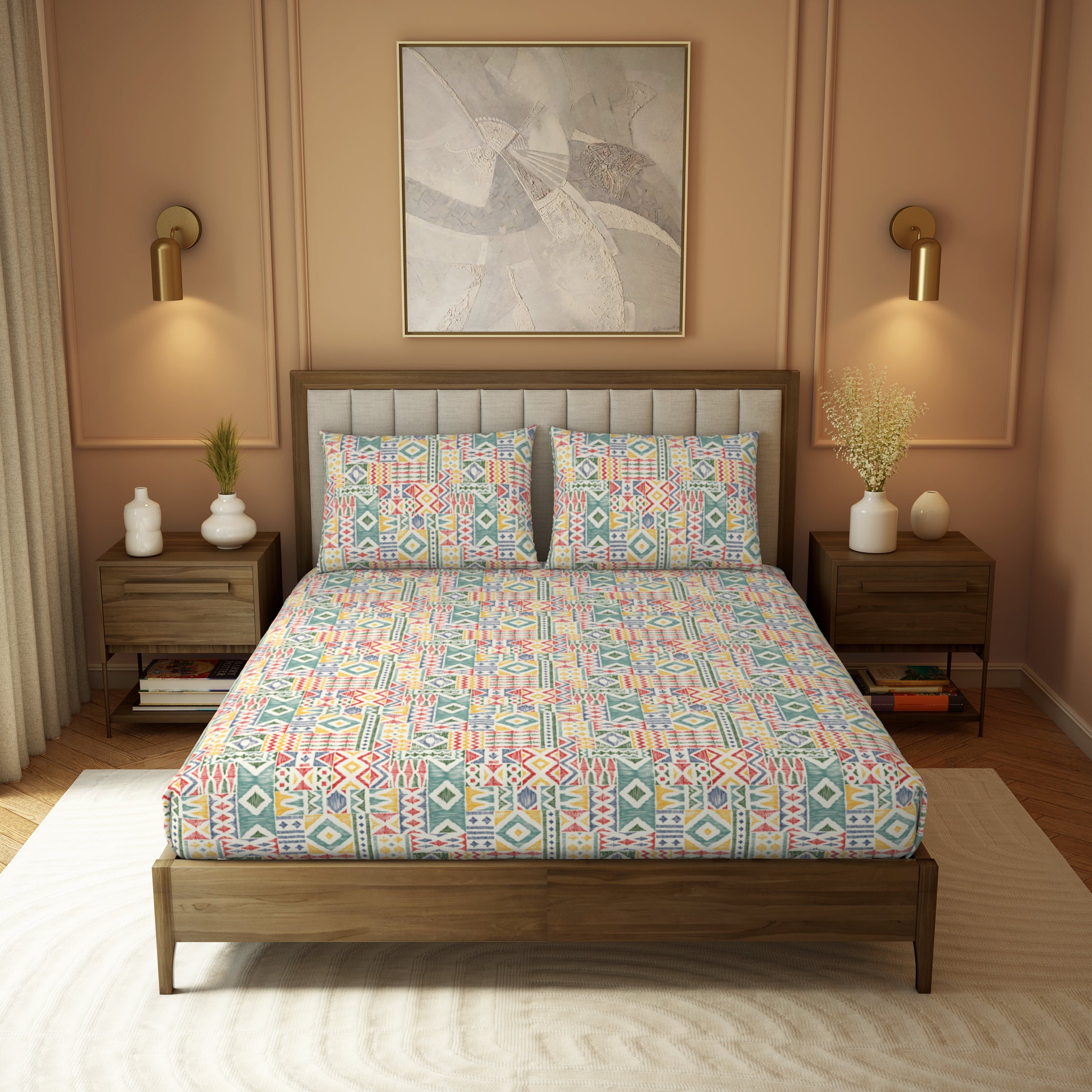 The Gifting Collection | King Bedsheet Set | 210 TC Cotton | Multi Hue