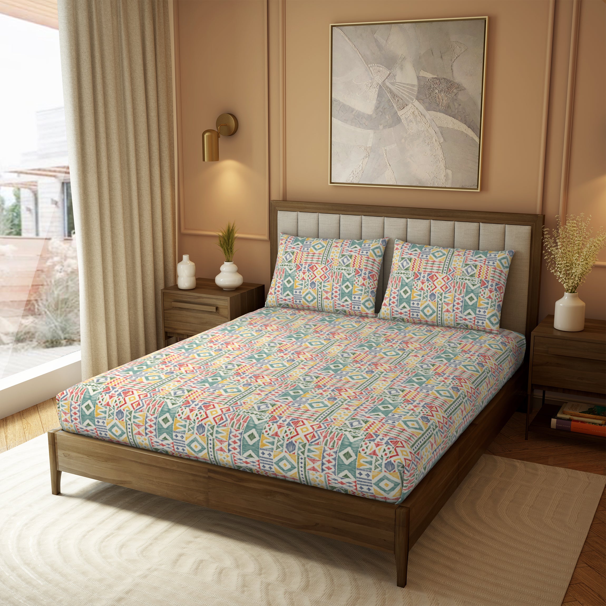 The Gifting Collection | King Bedsheet Set | 210 TC Cotton | Multi Hue