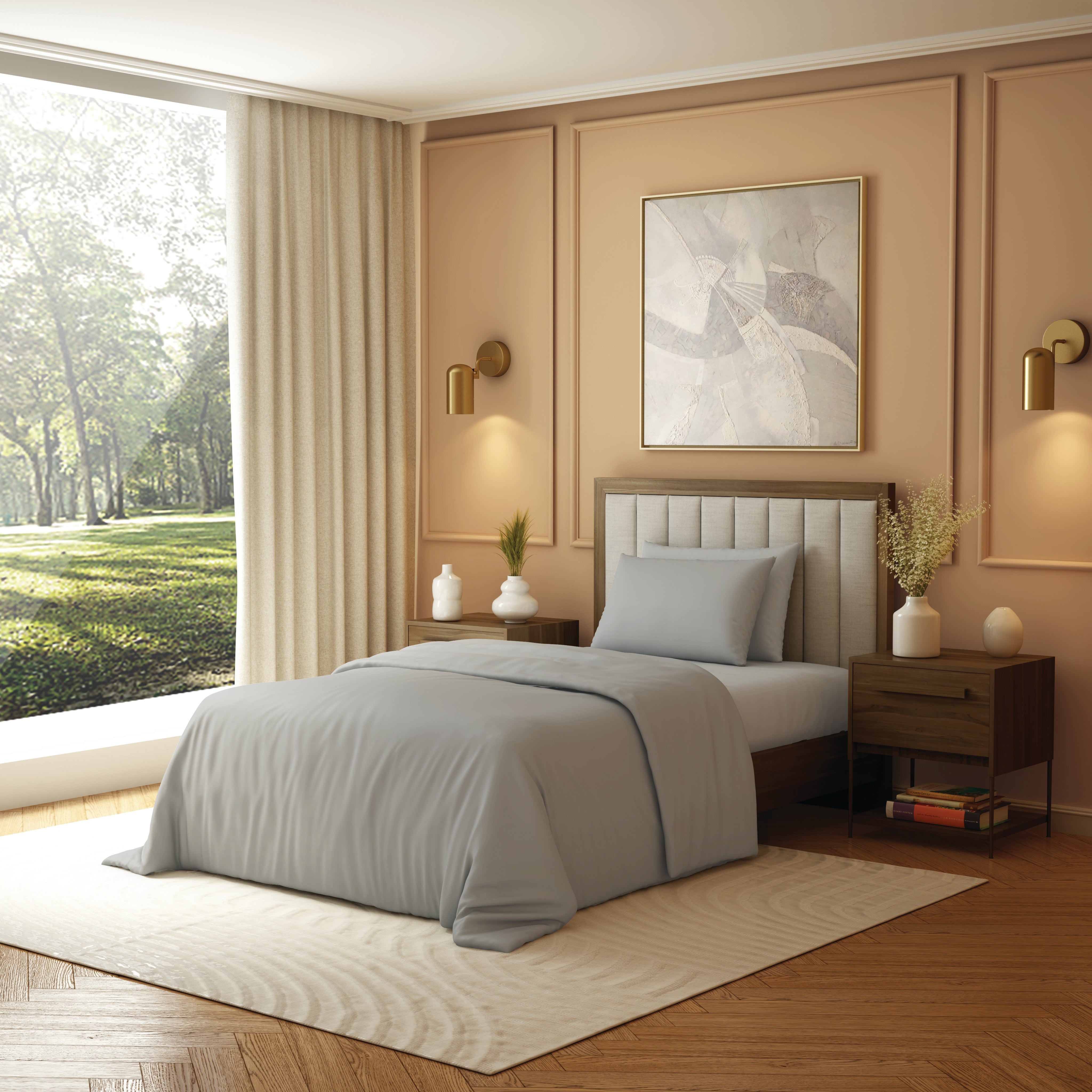 The Elite Collection, Elements | Solid Single Bedsheet Set | 190 TC Cotton - Indian Hornbill