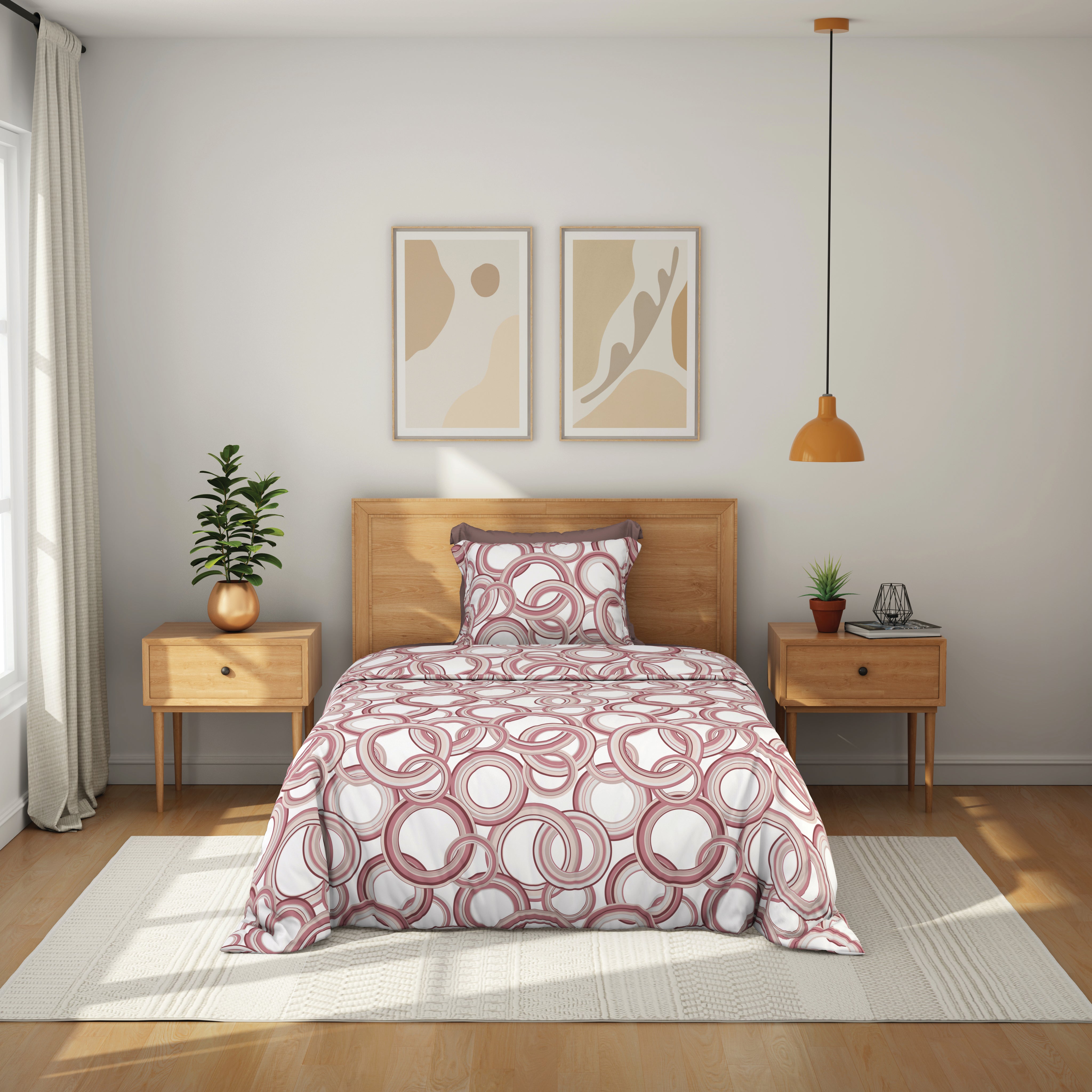 Comfort Collection, Bold & Beyond | Single Bedsheet Set | 120 TC Cotton - Terracotta Red - by Himeya