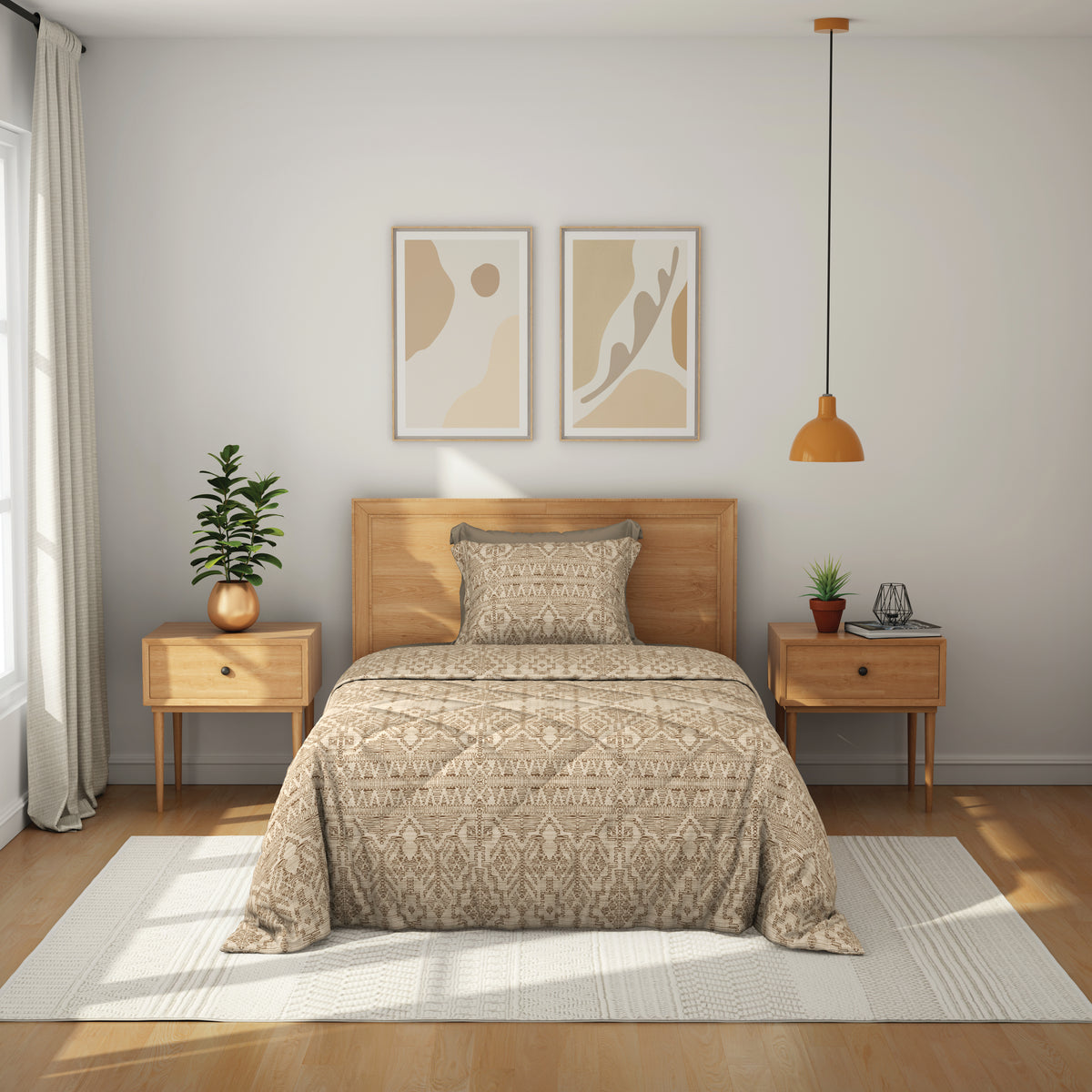 Comfort Collection, Classic | Single Comforter | 144 TC Cotton - Taupe Beige - by Himeya