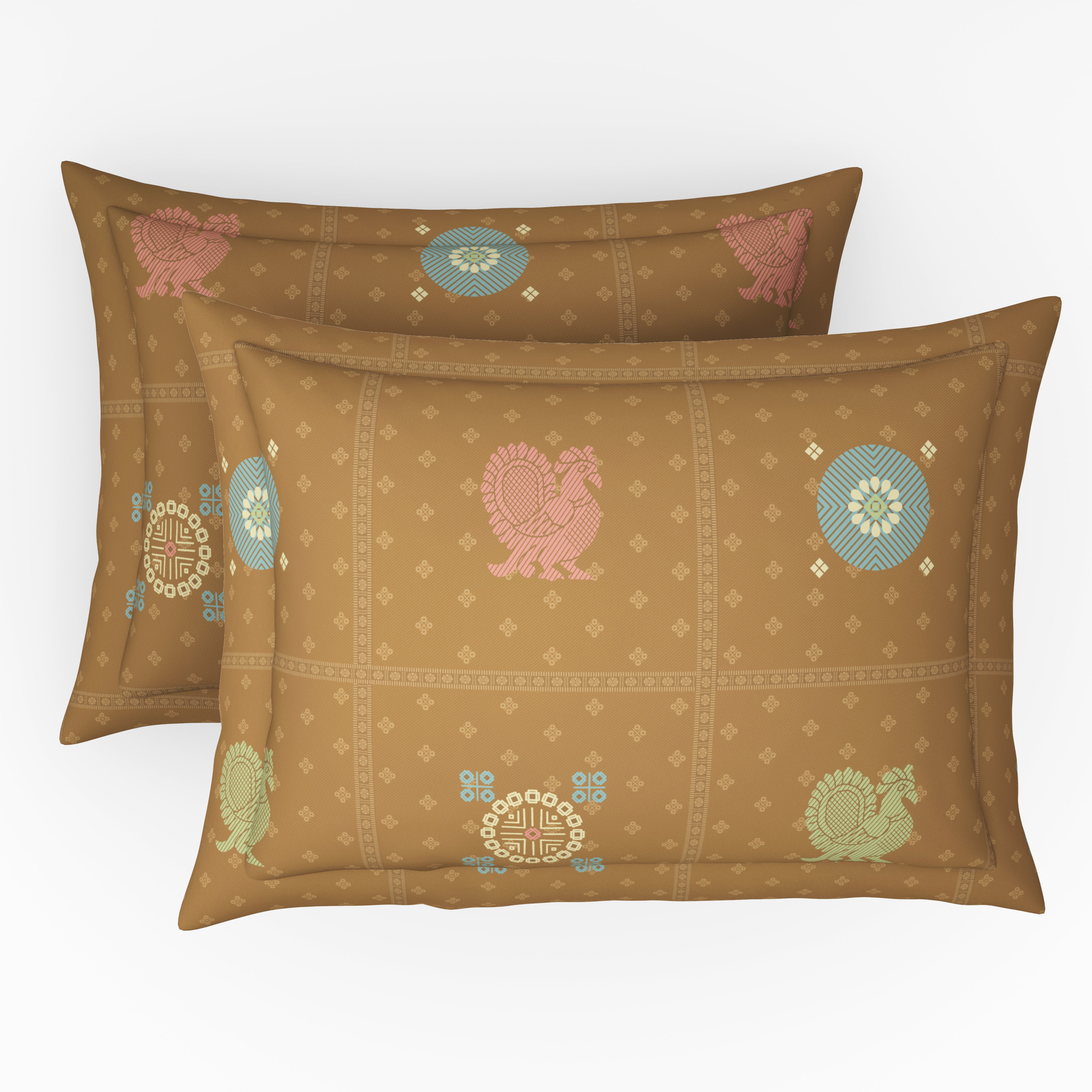 Comfort Collection, Classic | Printed King Bedsheet Set | 144 TC Cotton - Sage Brown by Himeya