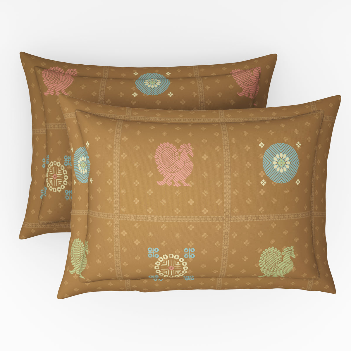 The Comfort Collection | Printed King Bedsheet Set | 144 TC Cotton | Sage Brown