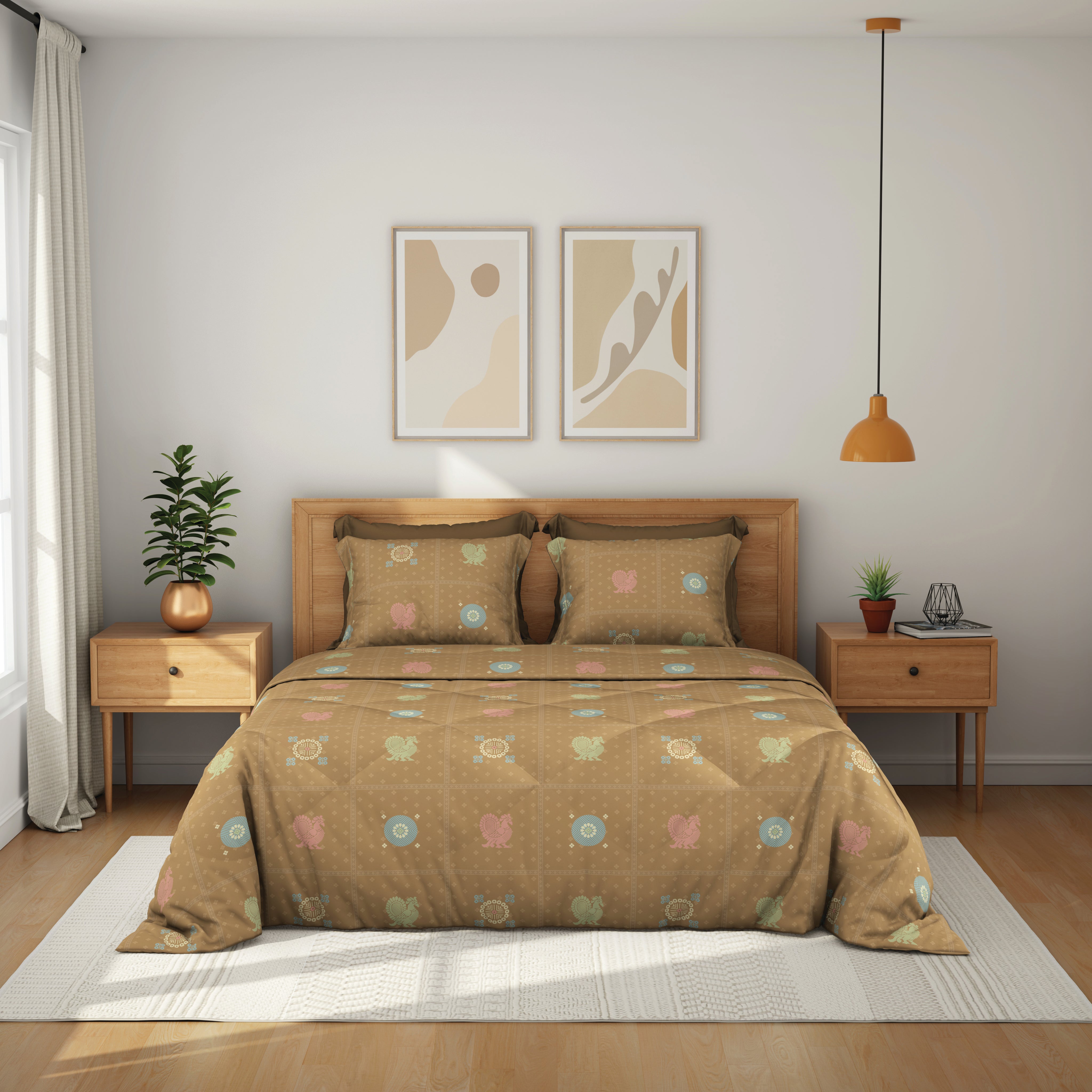Comfort Collection, Classic | Double Comforter | 144 TC Cotton - Sage Brown - by Himeya