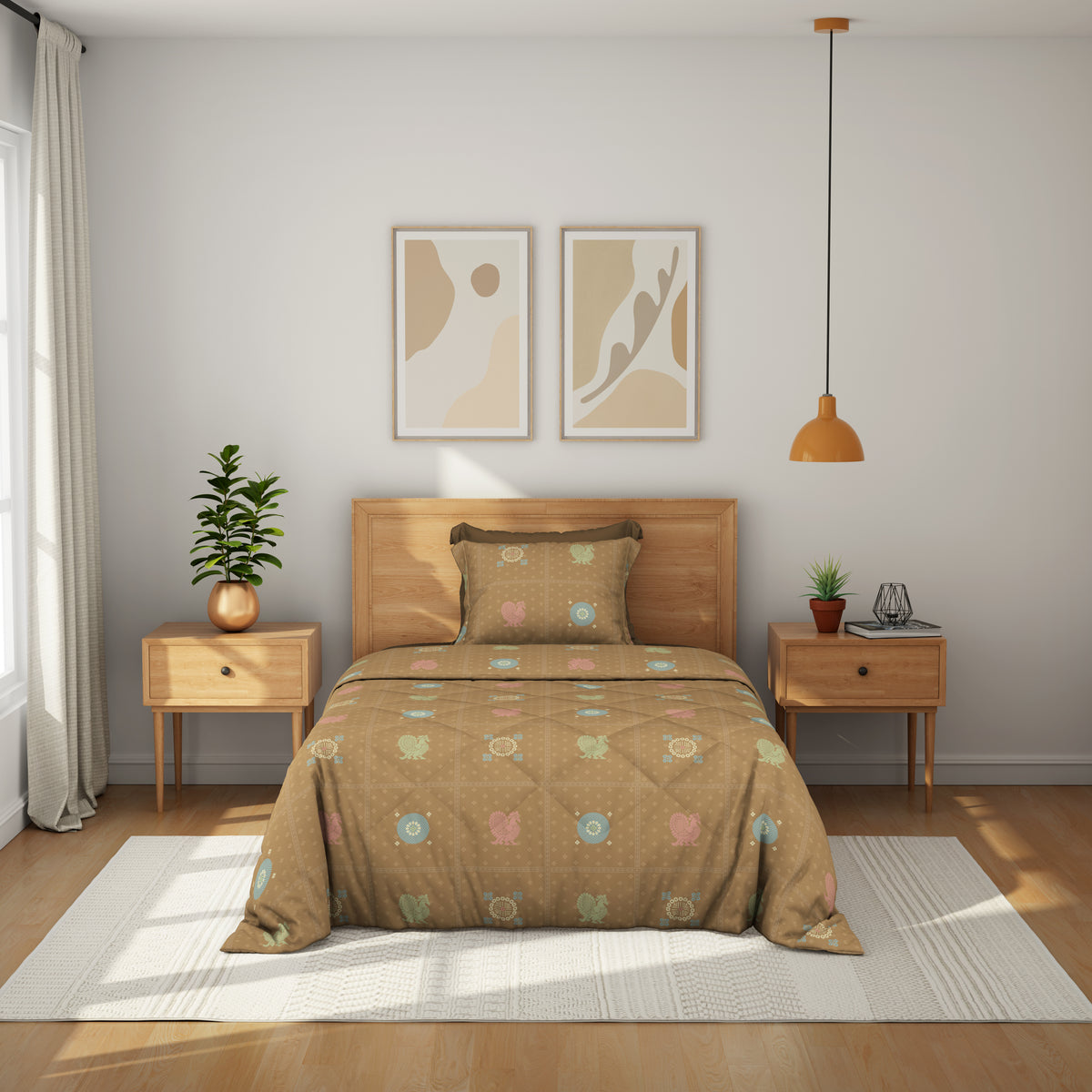 Comfort Collection, Classic | Single Comforter | 144 TC Cotton - Sage Brown - by Himeya