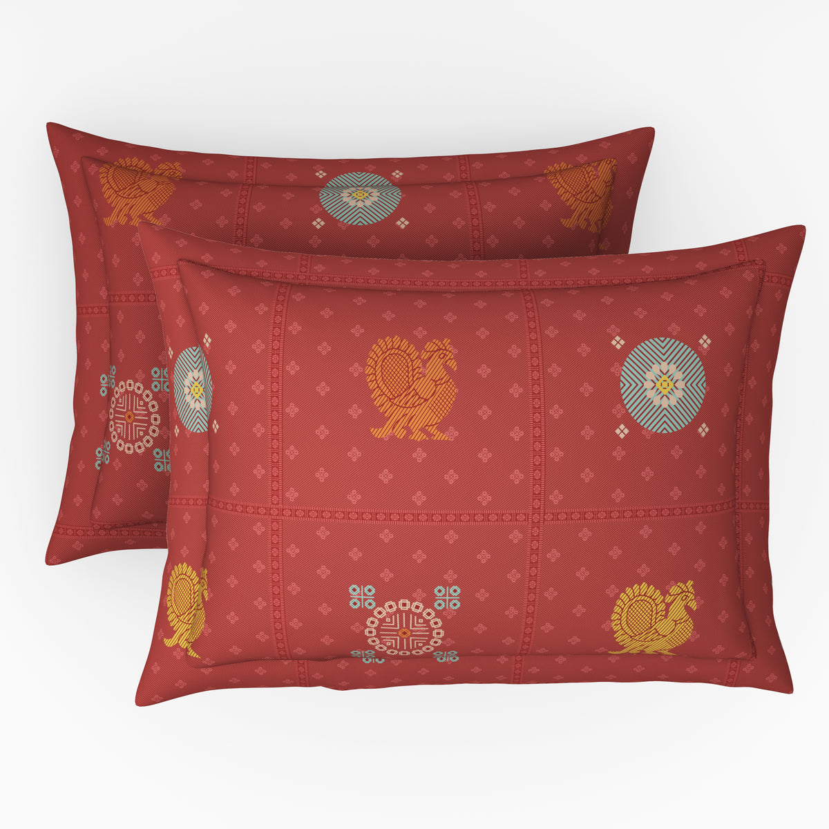 The Comfort Collection | Printed King Bedsheet Set | 144 TC Cotton | Terracotta