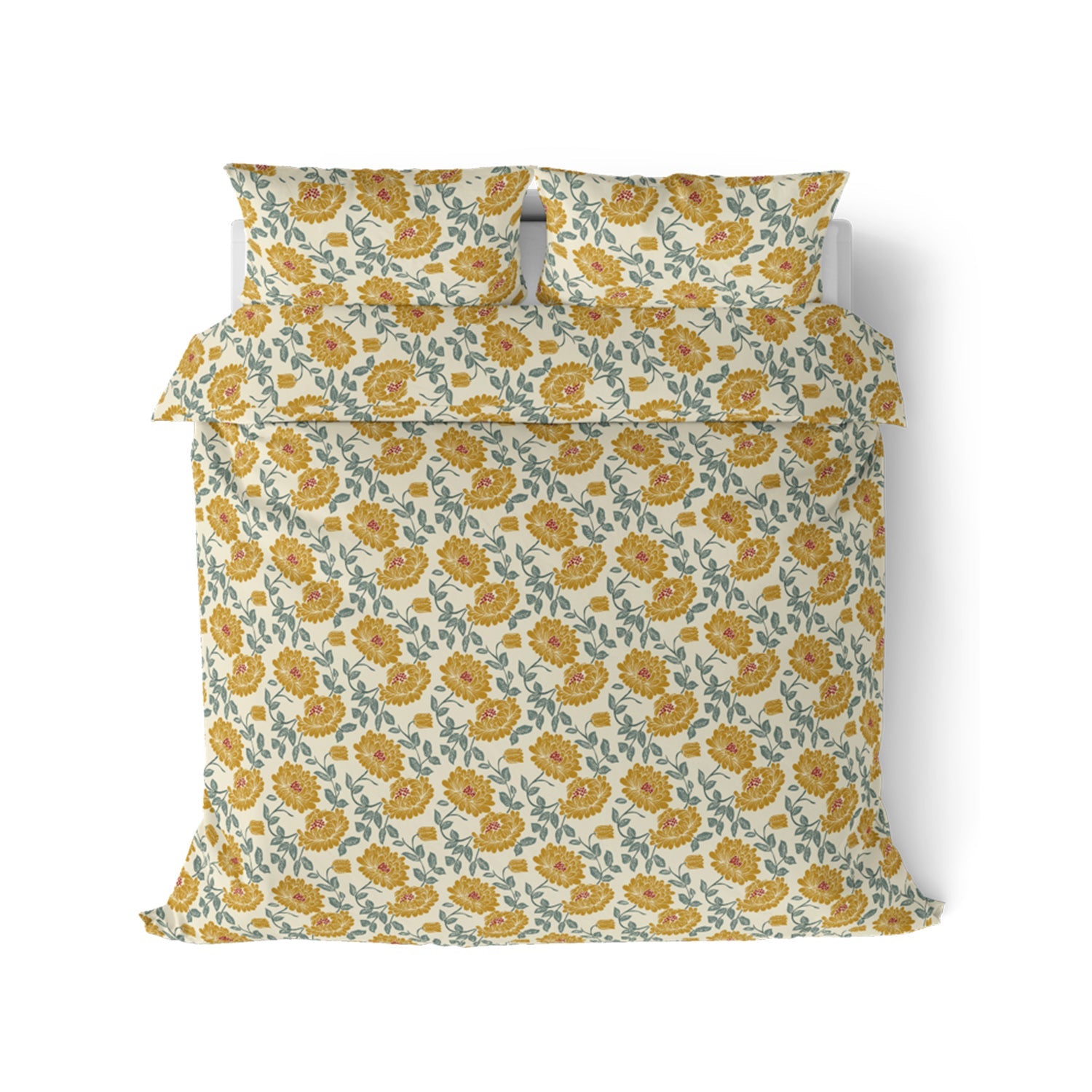 The Comfort Collection | Printed King Bedsheet Set | 120 TC Cotton | Honey Orange