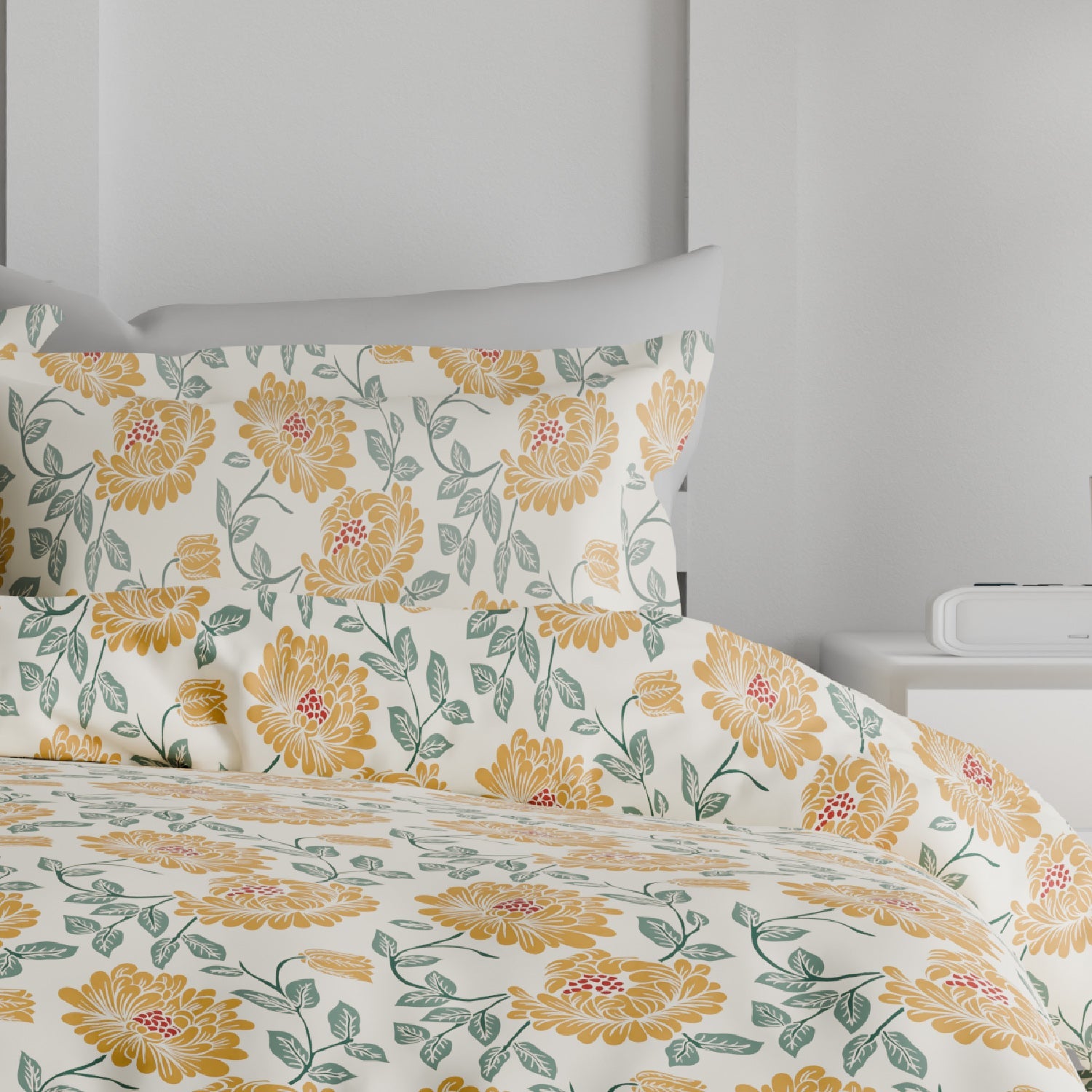 The Comfort Collection | Printed King Bedsheet Set | 120 TC Cotton | Honey Orange