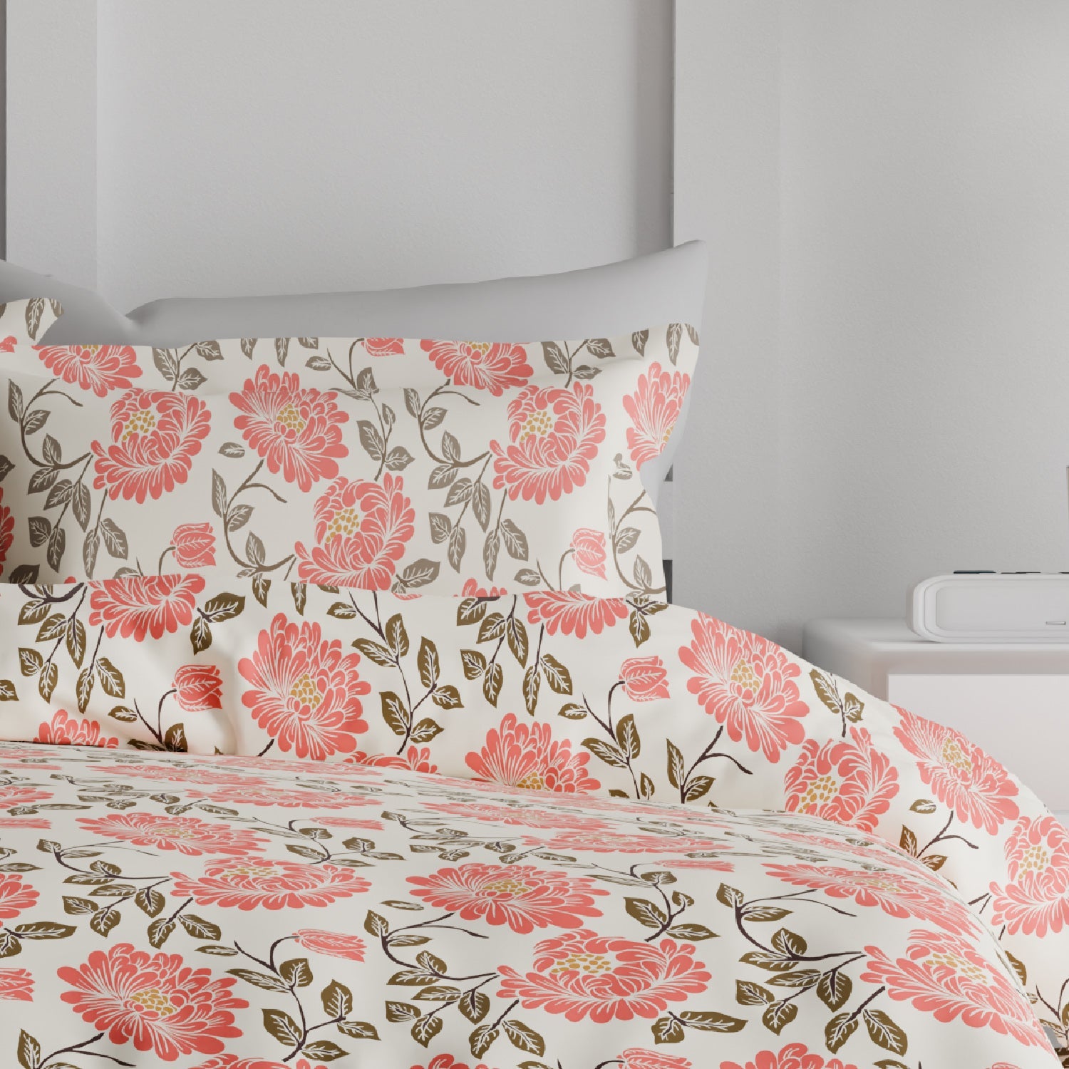 The Comfort Collection | Printed King Bedsheet Set | 120 TC Cotton | Pink Sorbet