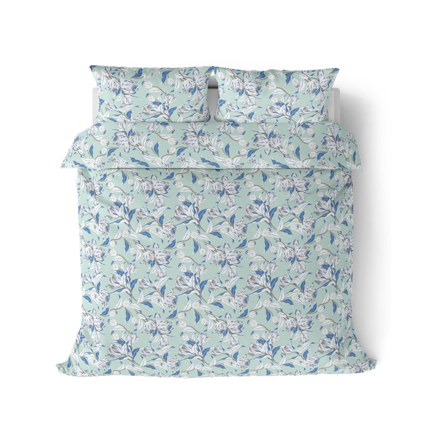 The Comfort Collection | Printed King Bedsheet Set | 120 TC Cotton | Sky Blue