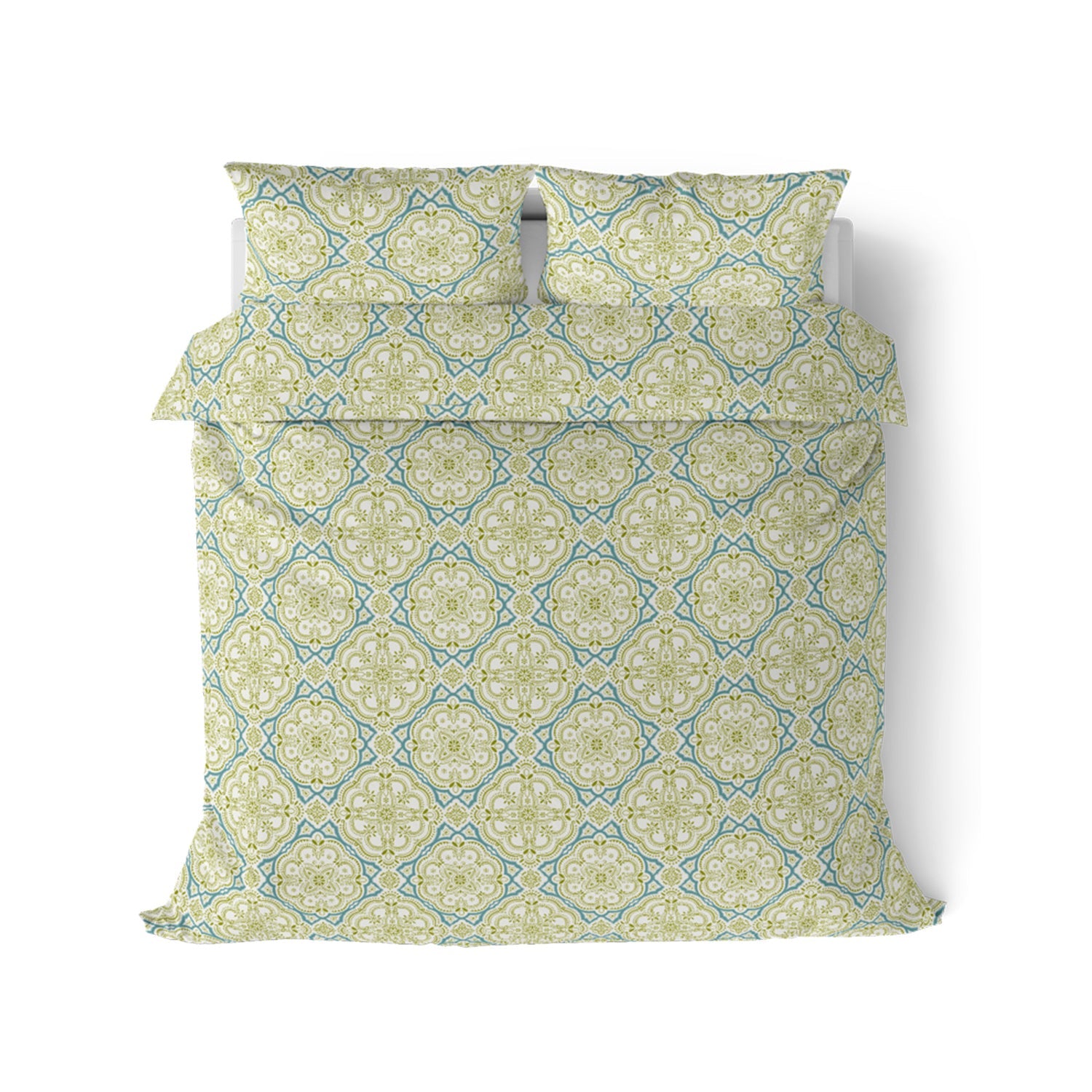 Comfort Collection, Classic | Printed King Bedsheet Set | 144 TC Cotton - Lime Green by Himeya