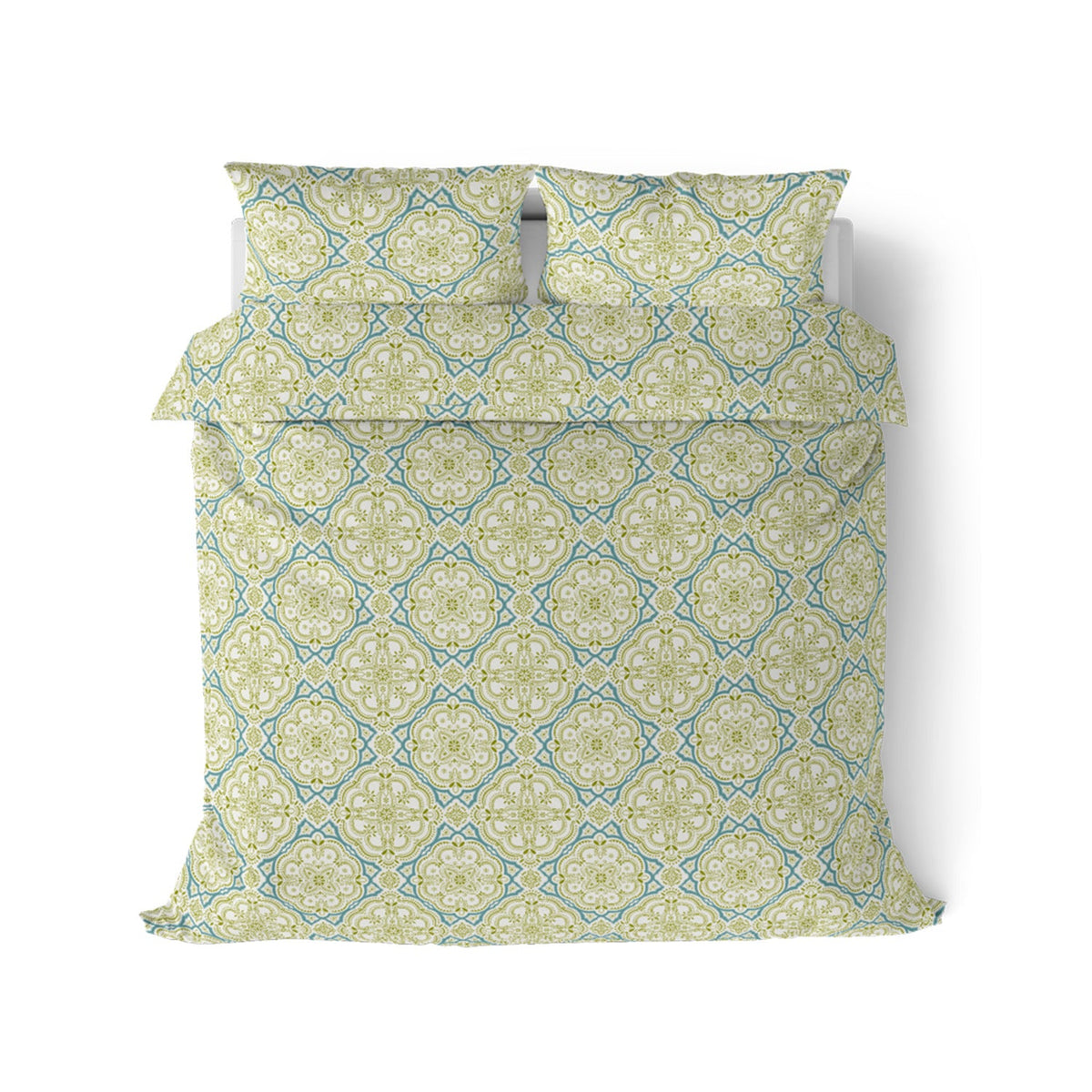 The Comfort Collection | Printed King Bedsheet Set | 144 TC Cotton | Lime Green