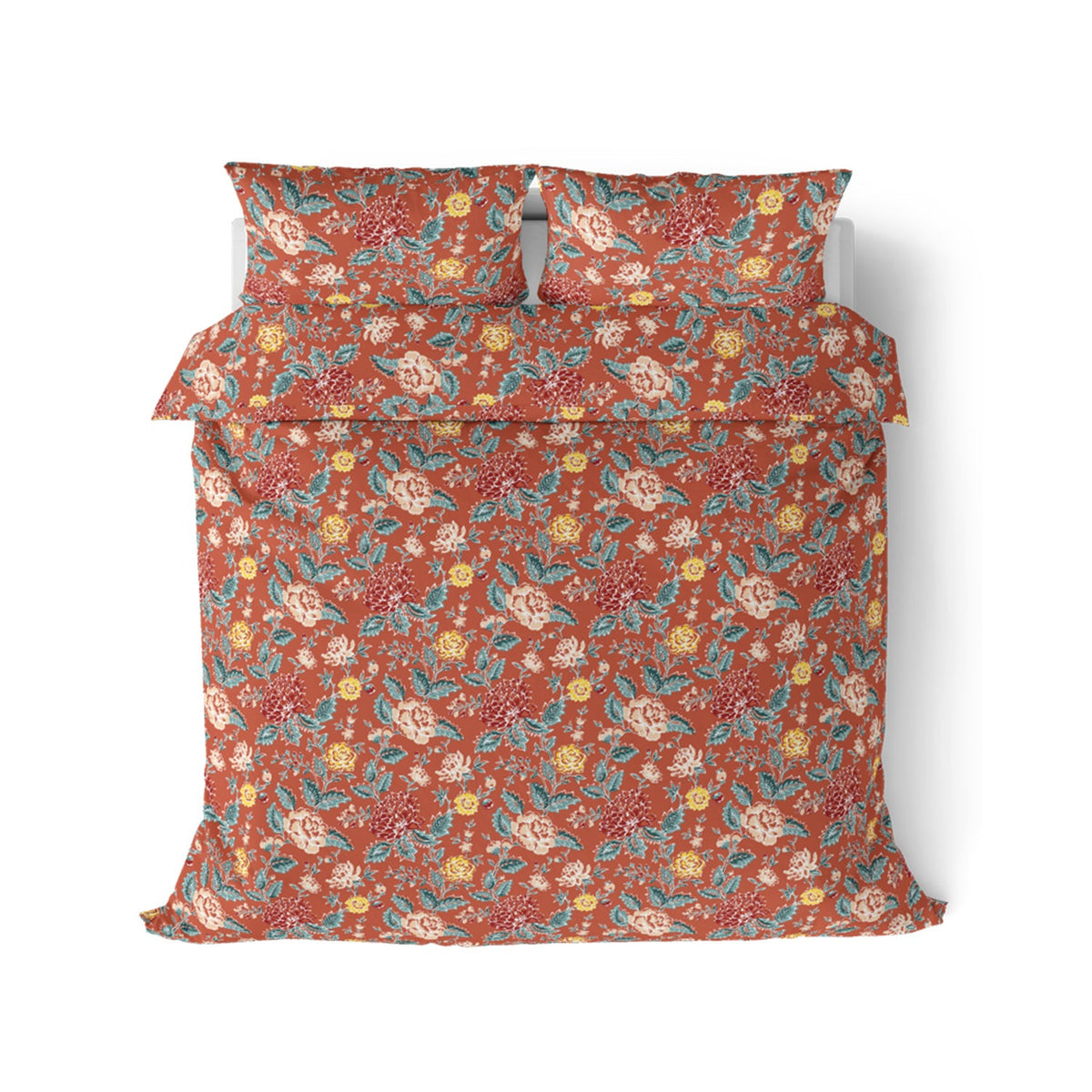The Comfort Collection | Printed King Bedsheet Set | 144 TC Cotton | Garnet Red