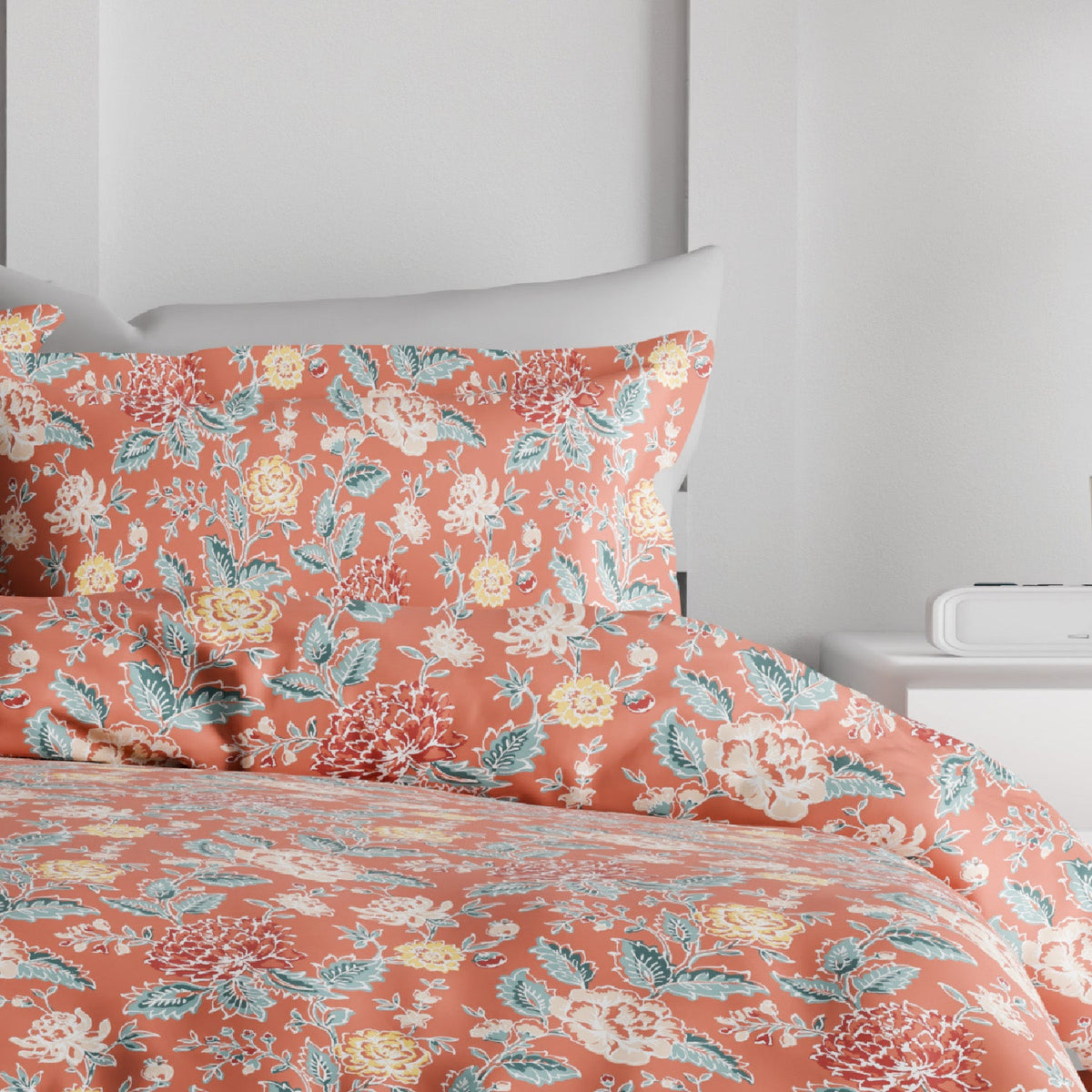 The Comfort Collection | Printed King Bedsheet Set | 144 TC Cotton | Garnet Red