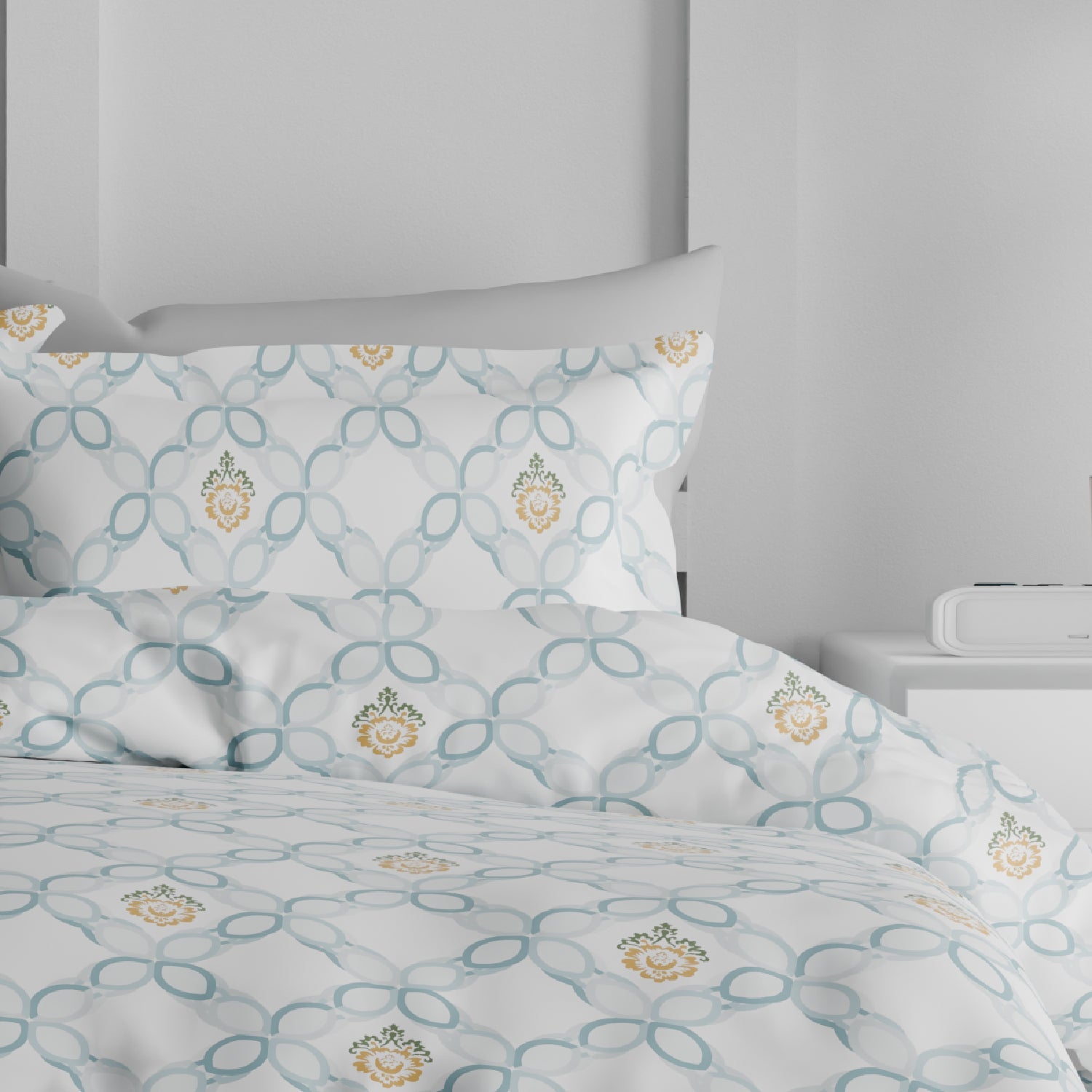 Comfort Collection, Classic | Printed King Bedsheet Set | 144 TC Cotton - Cashmere Blue by Himeya