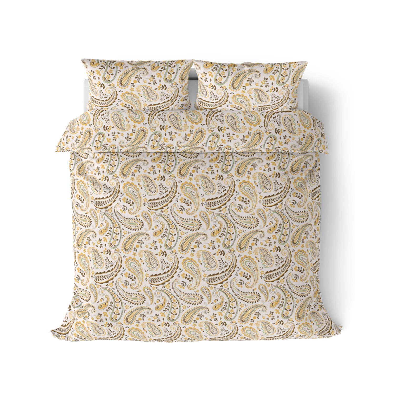 Comfort Collection, Classic | Printed King Bedsheet Set | 144 TC Cotton - Chrome Yellow by Himeya