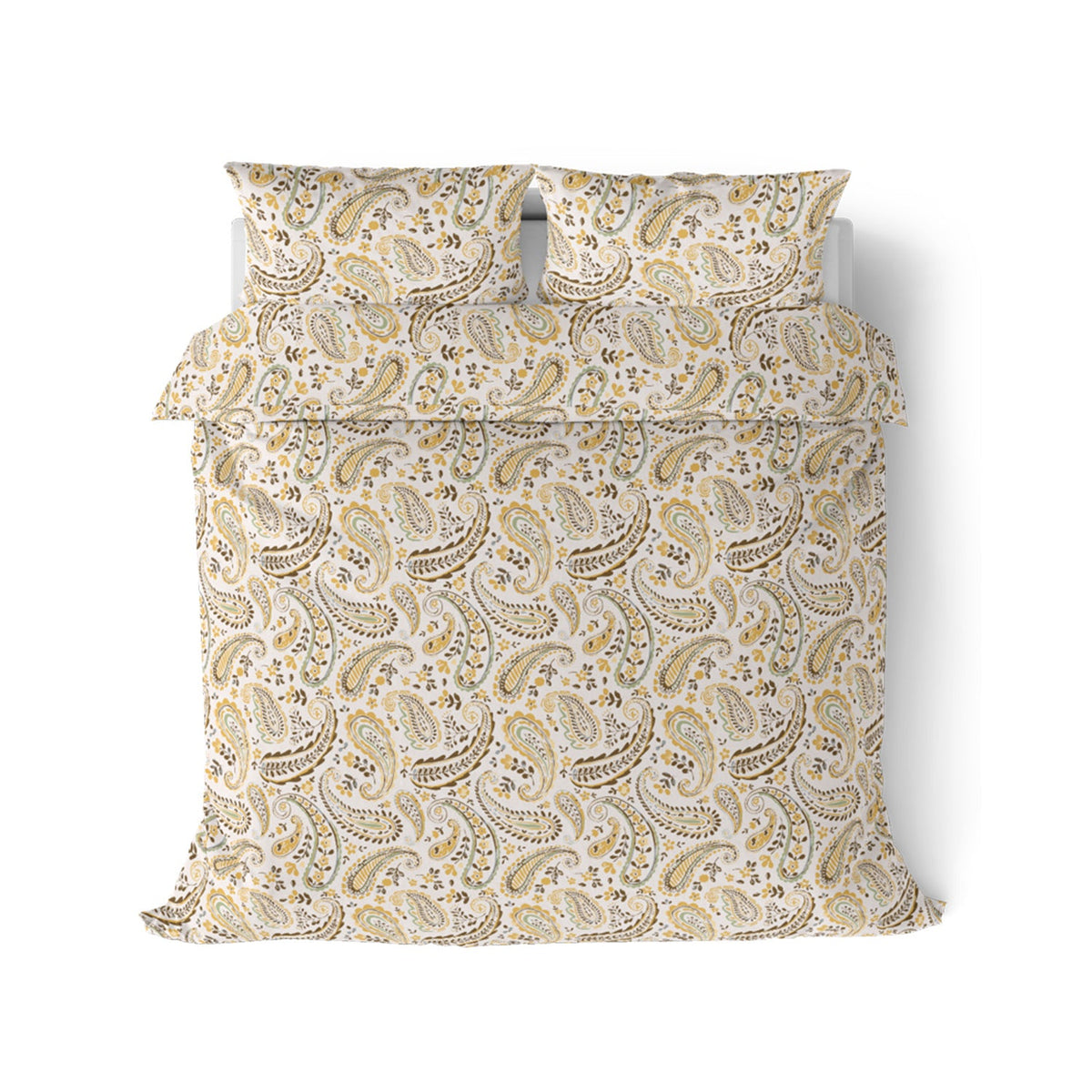 The Comfort Collection | Printed King Bedsheet Set | 144 TC Cotton | Chrome Yellow
