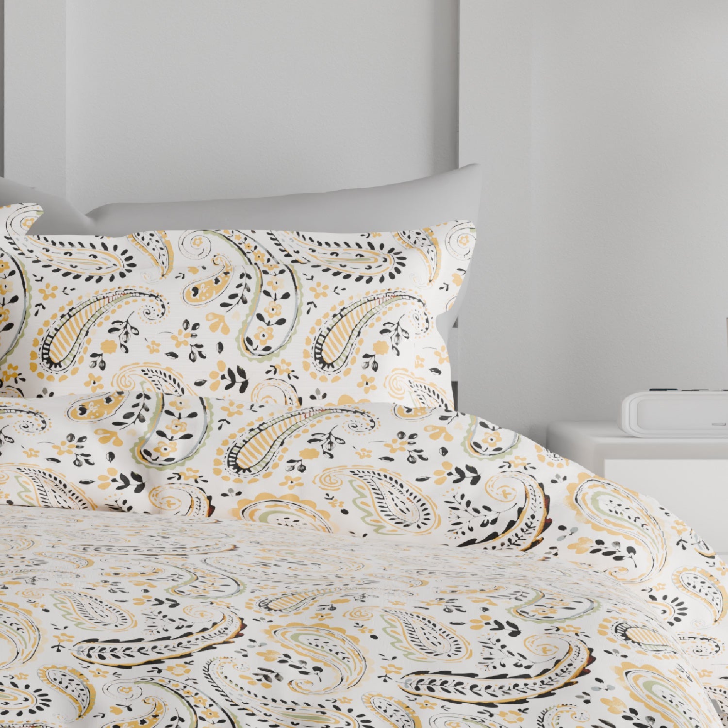 Comfort Collection, Classic | Printed King Bedsheet Set | 144 TC Cotton - Chrome Yellow by Himeya