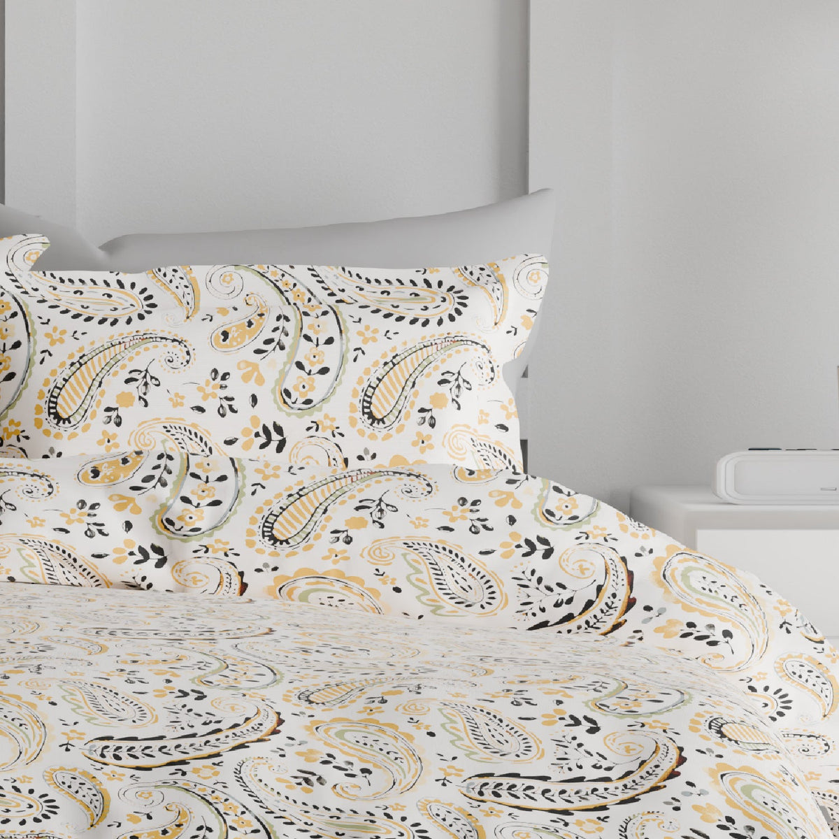 The Comfort Collection | Printed King Bedsheet Set | 144 TC Cotton | Chrome Yellow