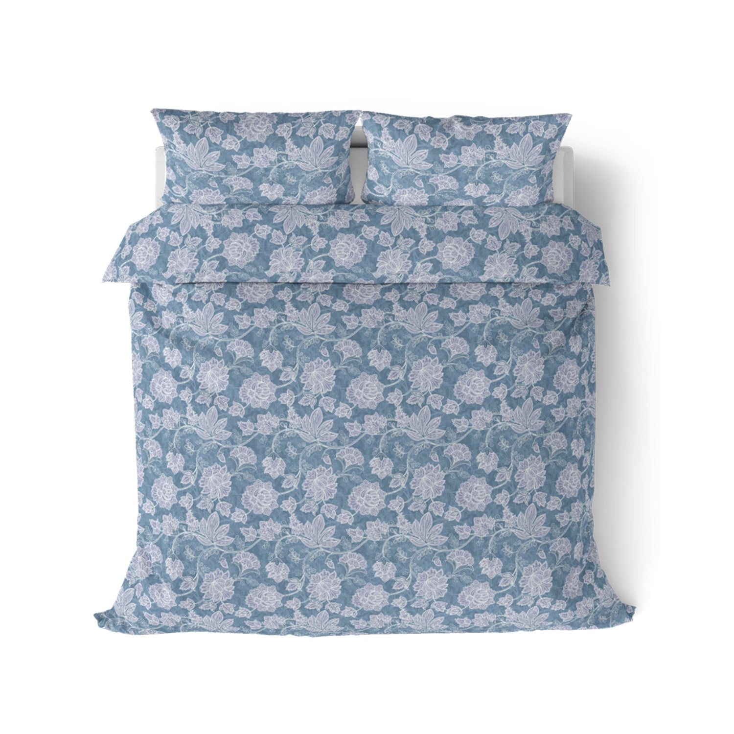 Comfort Collection, Classic | Printed King Bedsheet Set | 144 TC Cotton - Evening Blue by Himeya